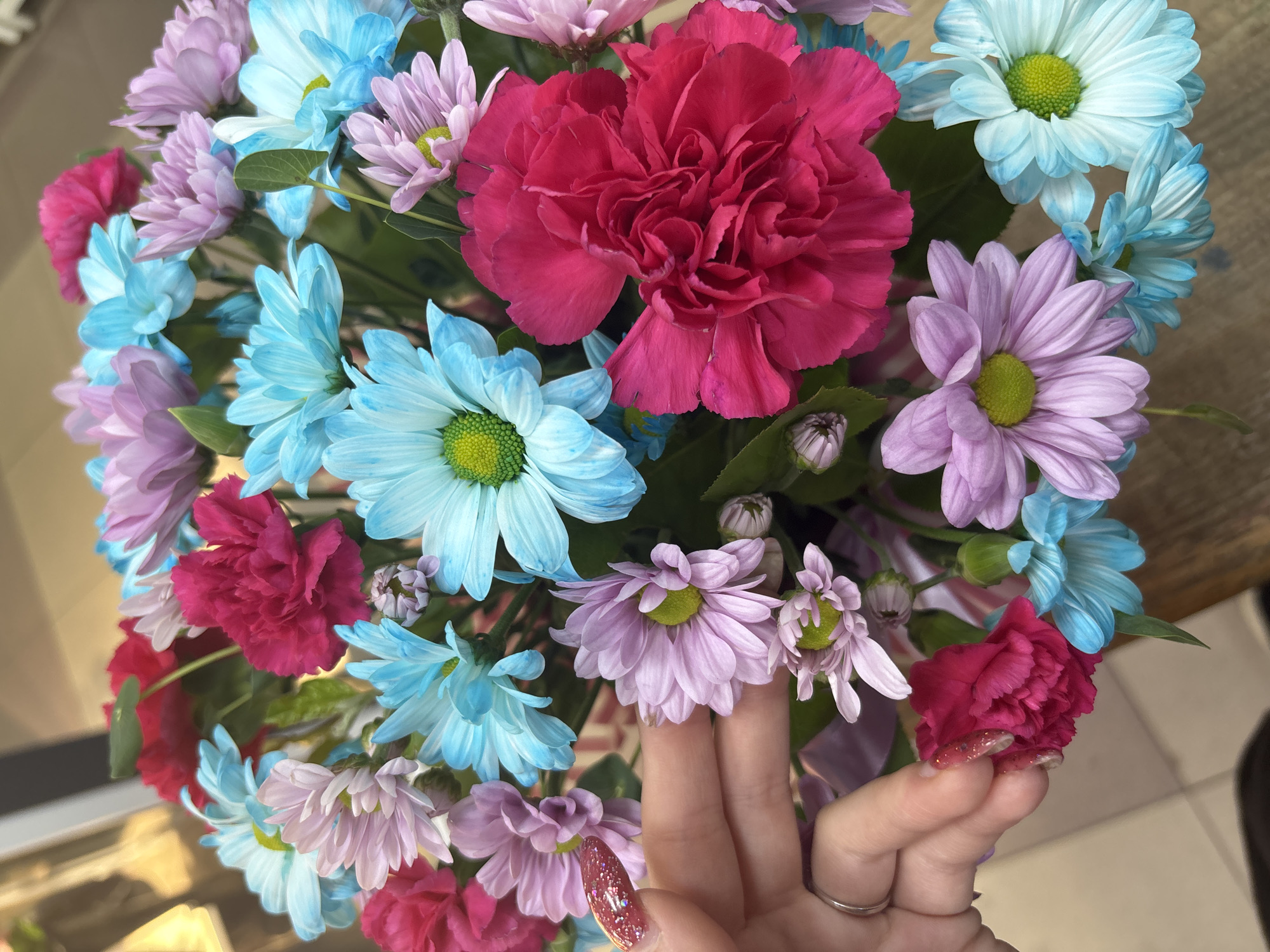 Flower bouquet photographed from multiple angles