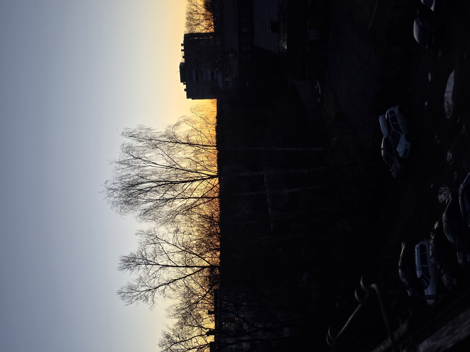 Dusk twilight colors observed over Chaikovsky, Russia