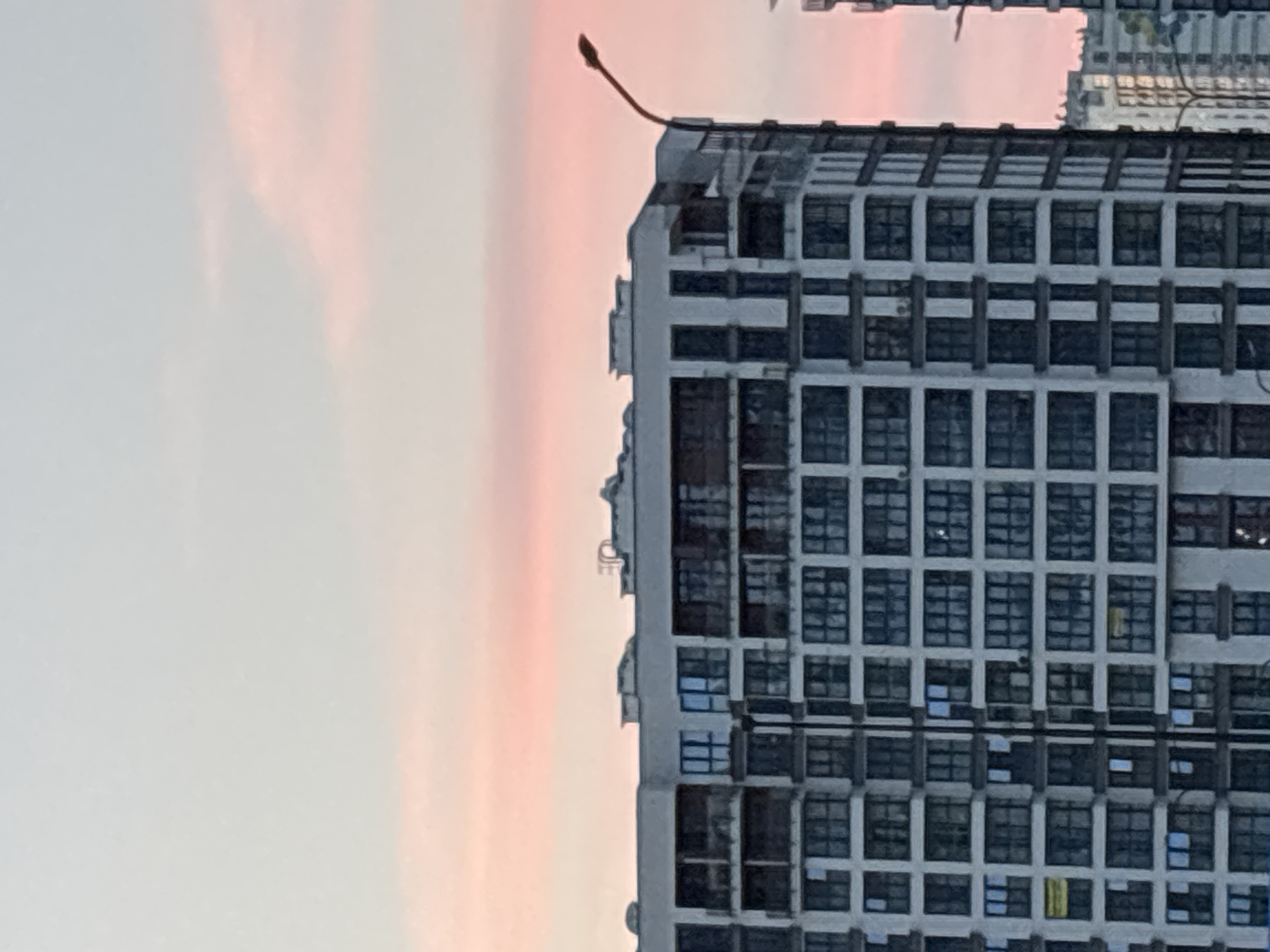 Minsk residential towers at dusk, July evening