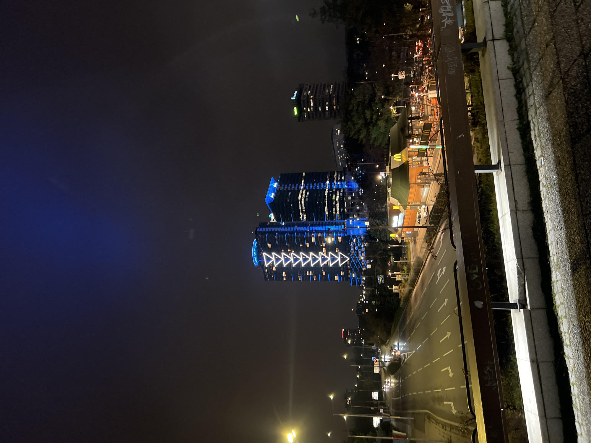 Sofia's illuminated business district captured by multiple witnesses