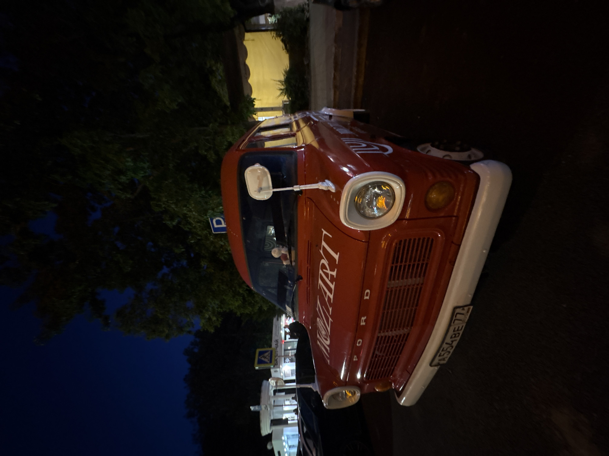 Seafood dinner documented at Anapa restaurant with vintage van