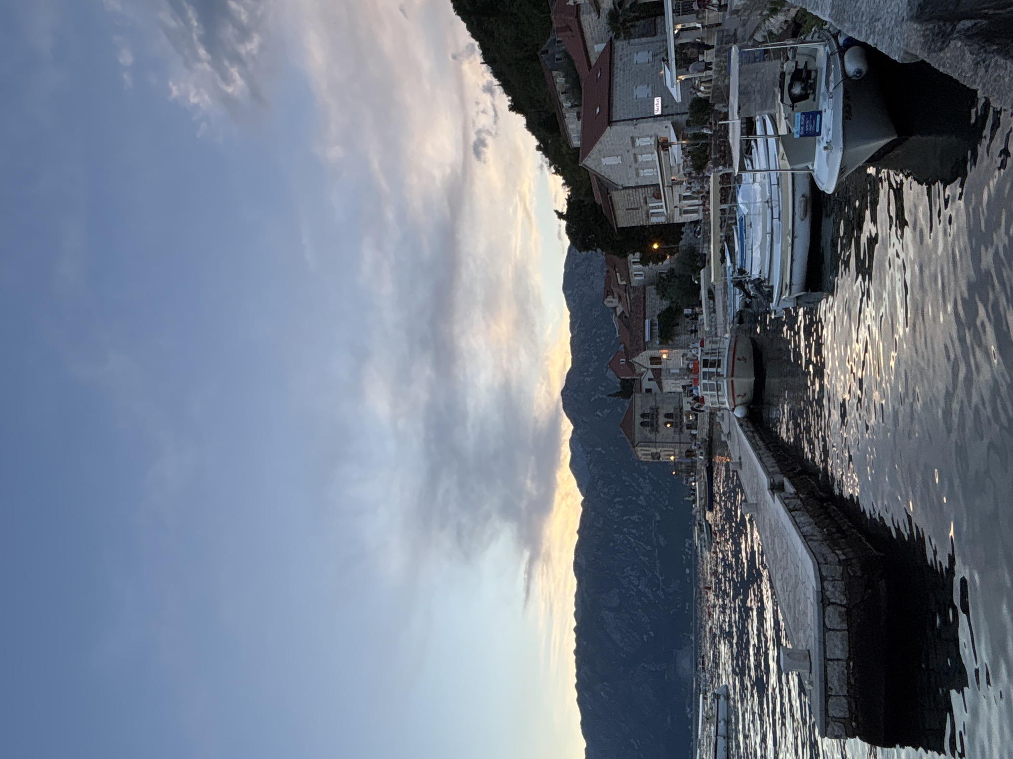Sunset hour along the Perast waterfront, Bay of Kotor