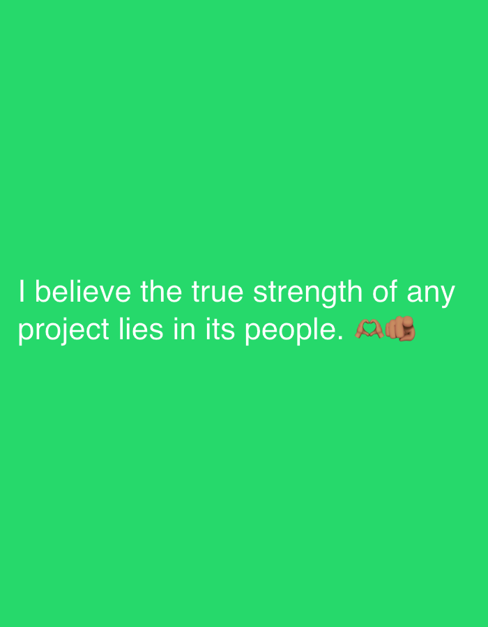 Green graphic shares a people-first project philosophy