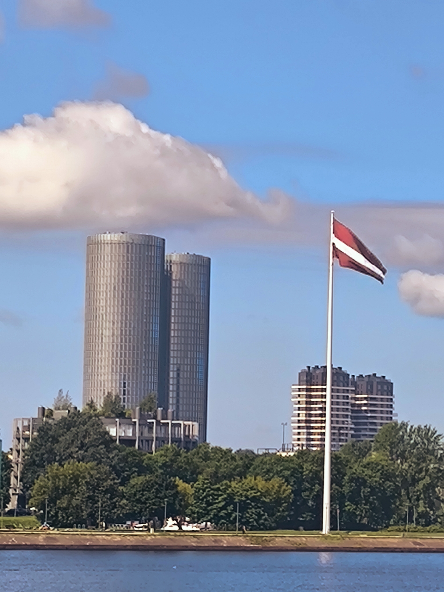 Summer morning along Riga's riverfront and Old Town