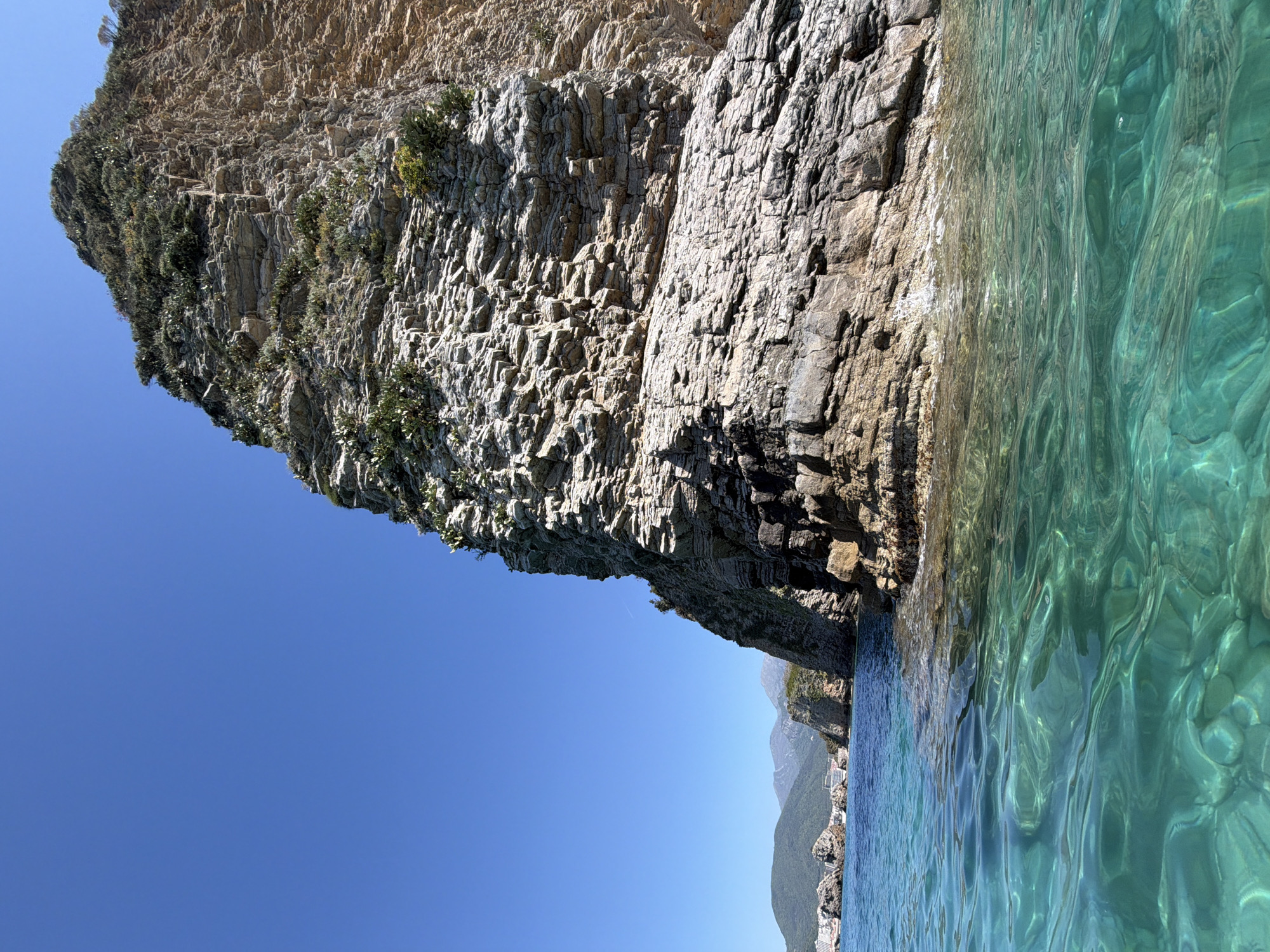 Coastal cliffs documented along Adriatic Sea near Budva, Montenegro