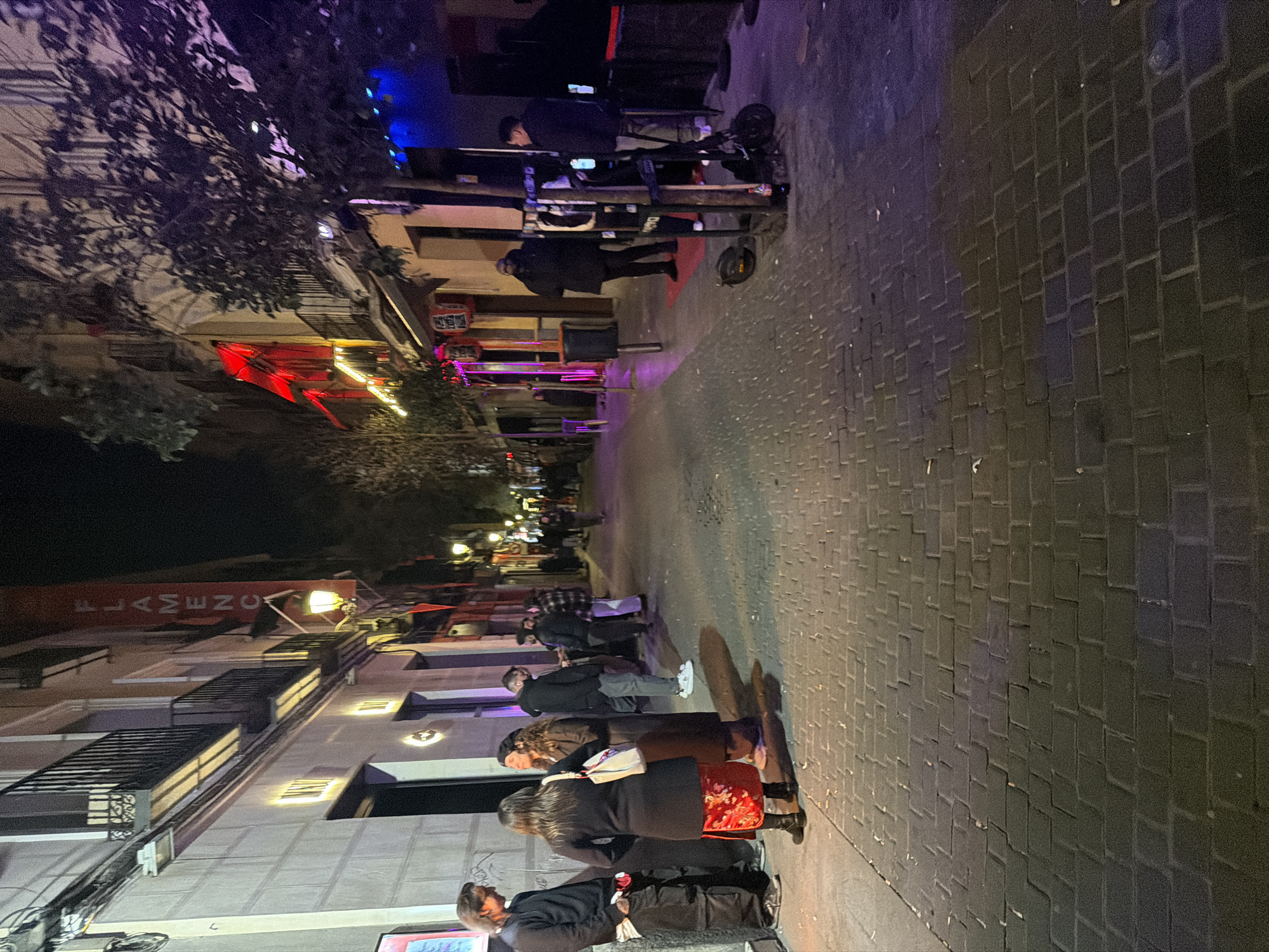 Evening street dining scene observed in Madrid