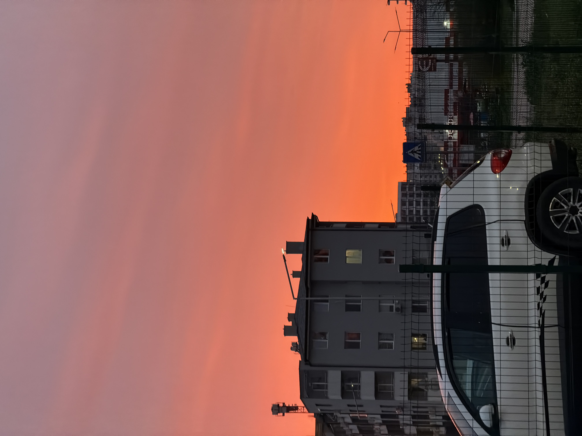 Sunset documented over Varna cityscape and boxing training area