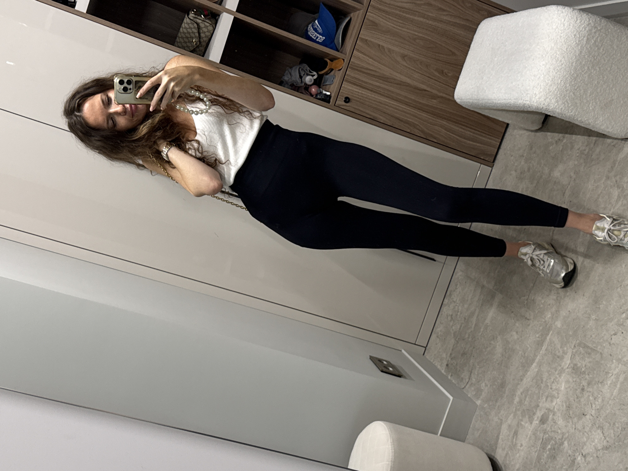 Outfit check in a Khimki dressing room, two angles