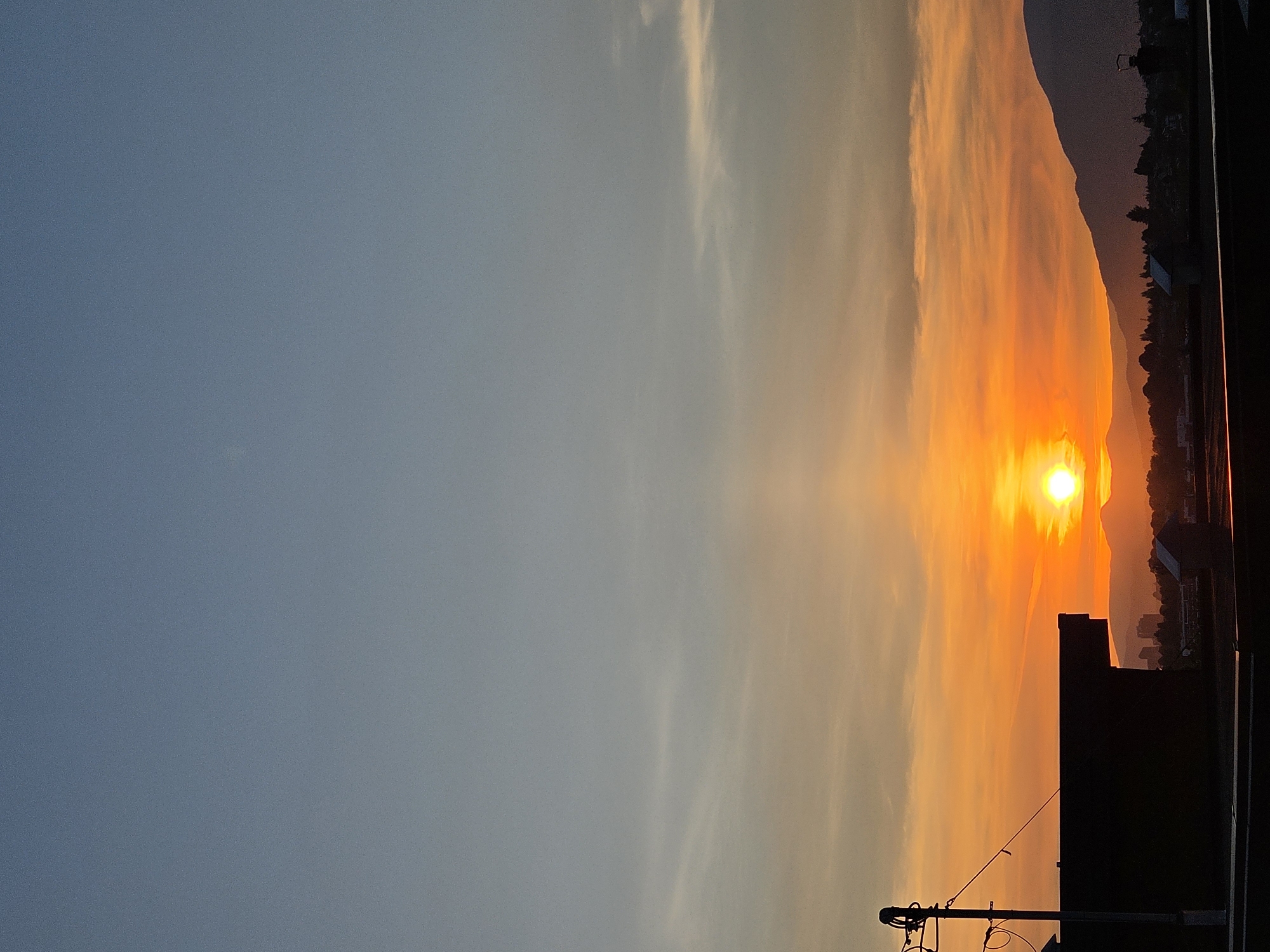 Vancouver sunset glows orange from a rooftop vantage point