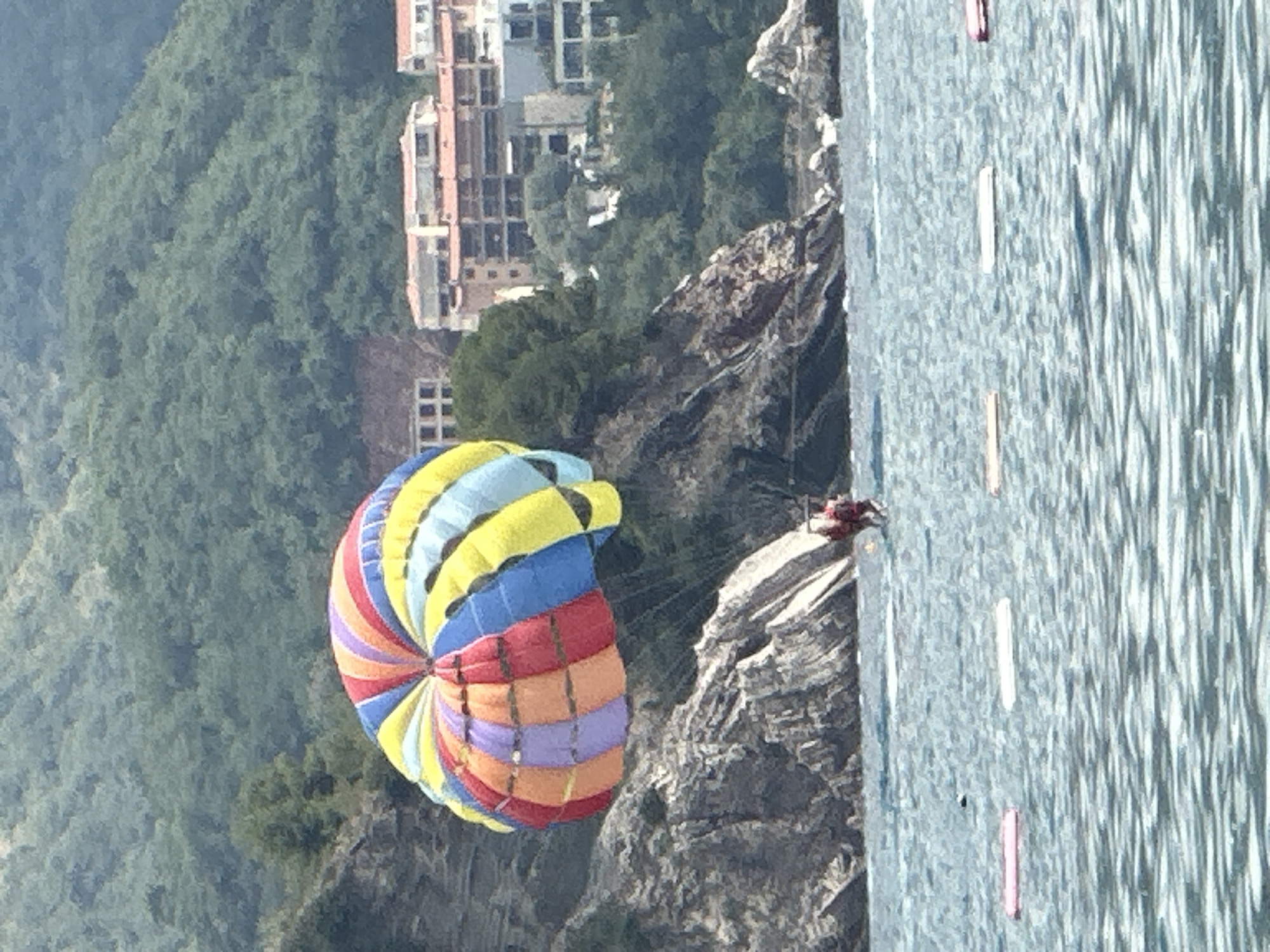Parasailing sessions above the Montenegrin coast near Boreti