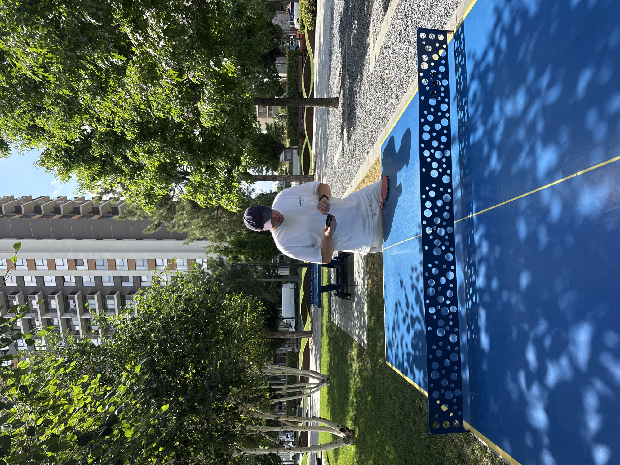 Outdoor ping pong session at a Belgrade park