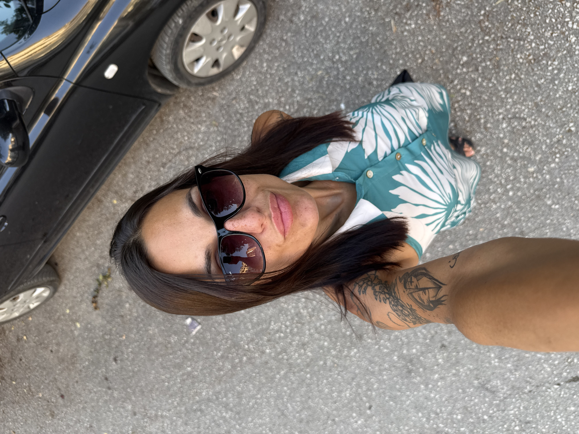 Selfie moment on a Pleven street in summer