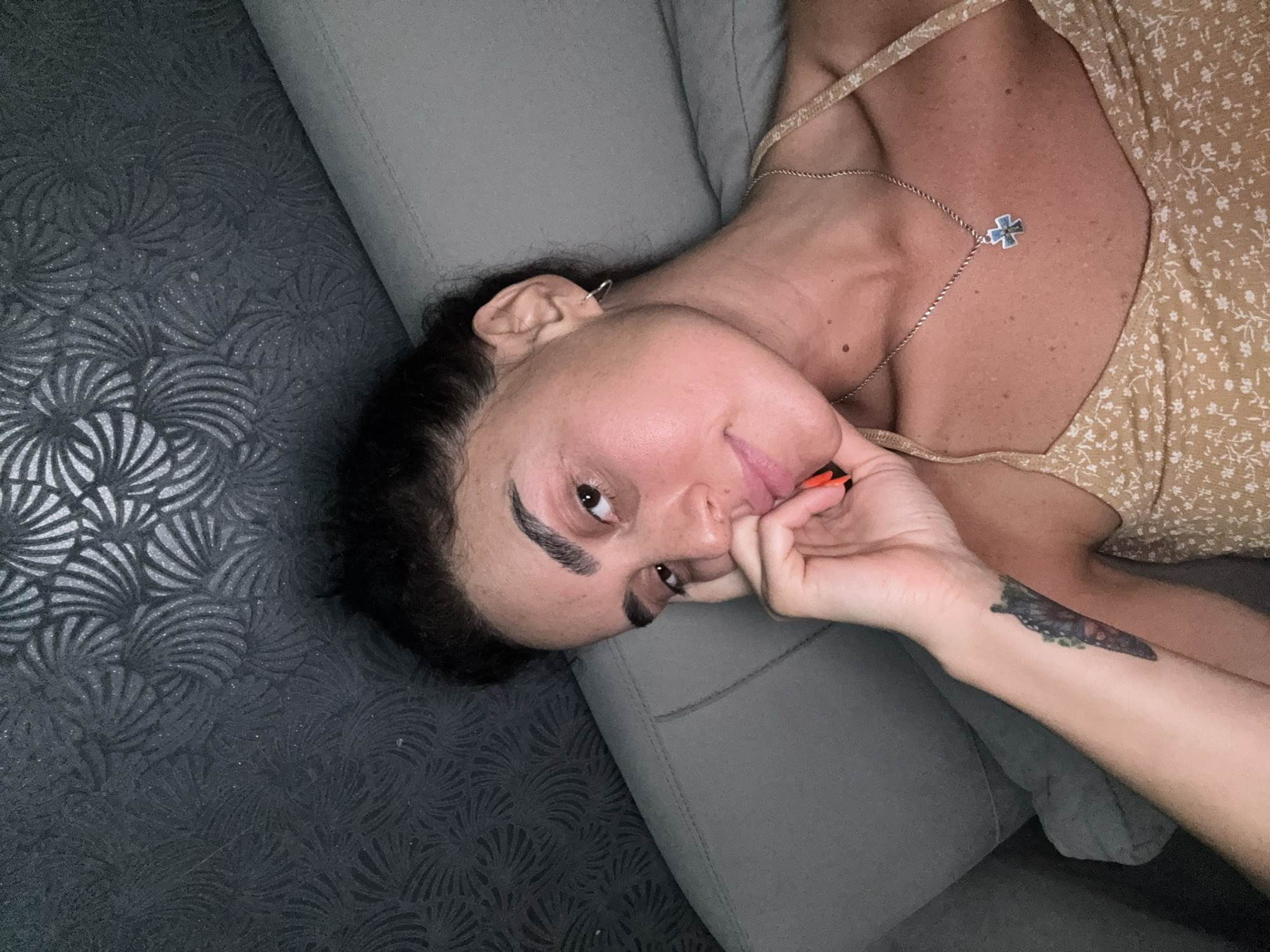 Lazy afternoon selfies on a couch in Tbilisi