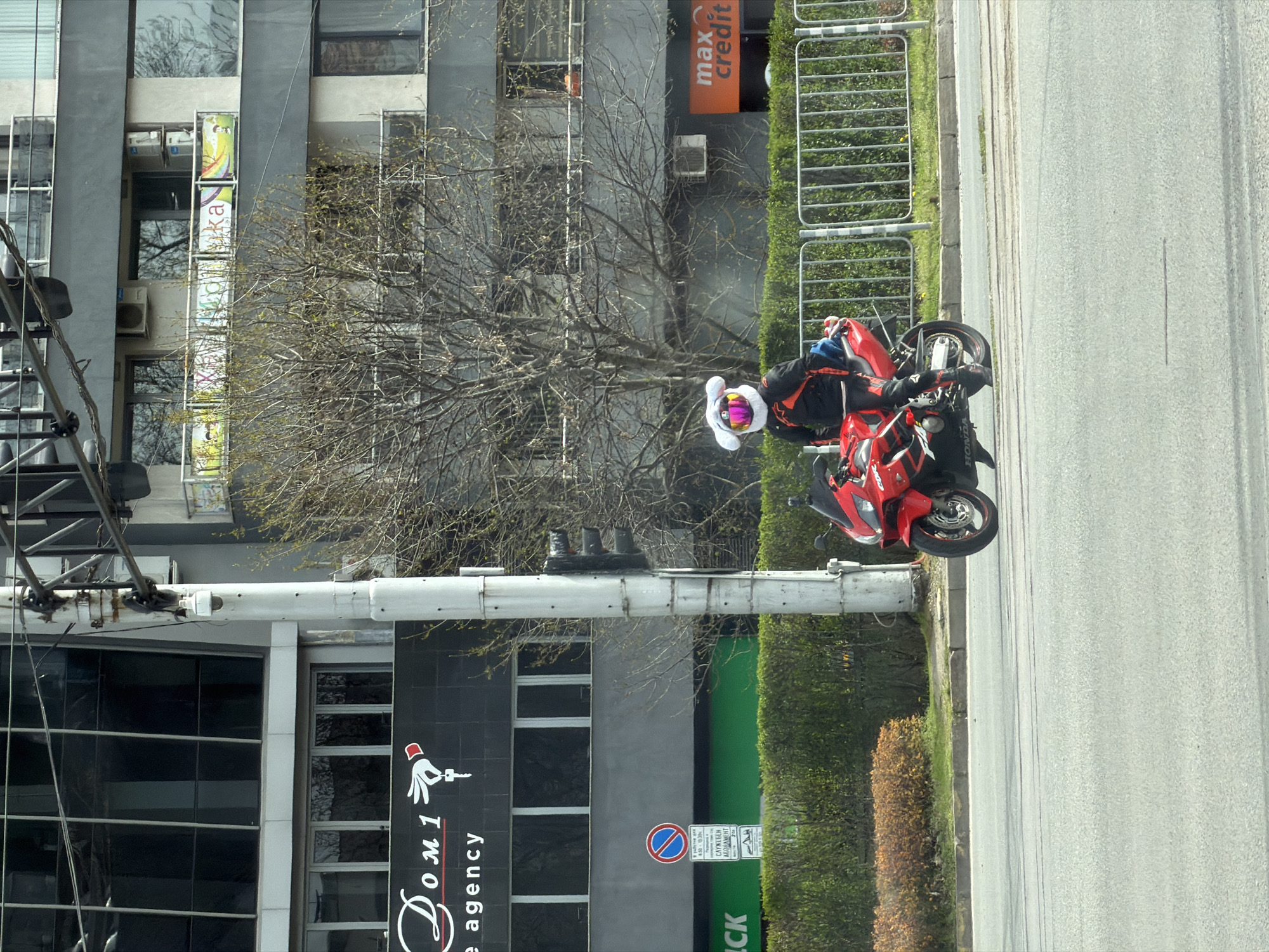 Motorcyclist in novelty helmet spotted on Sofia street