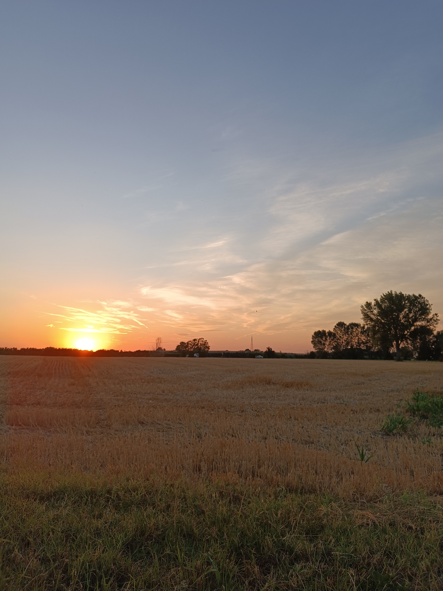 Sunset over harvested fields near Viadana, Italy