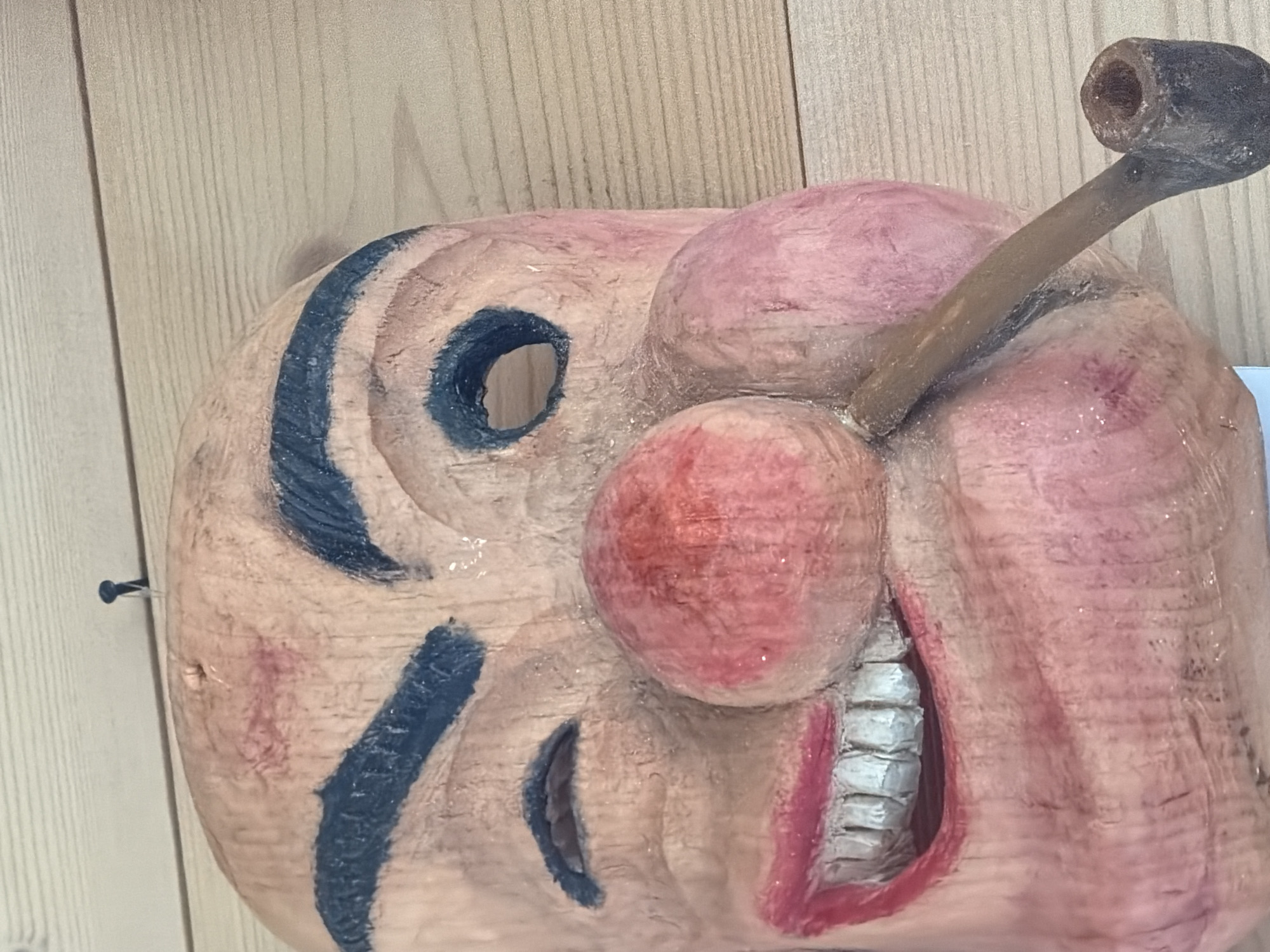 Traditional carnival masks up close in Sauris di Sopra