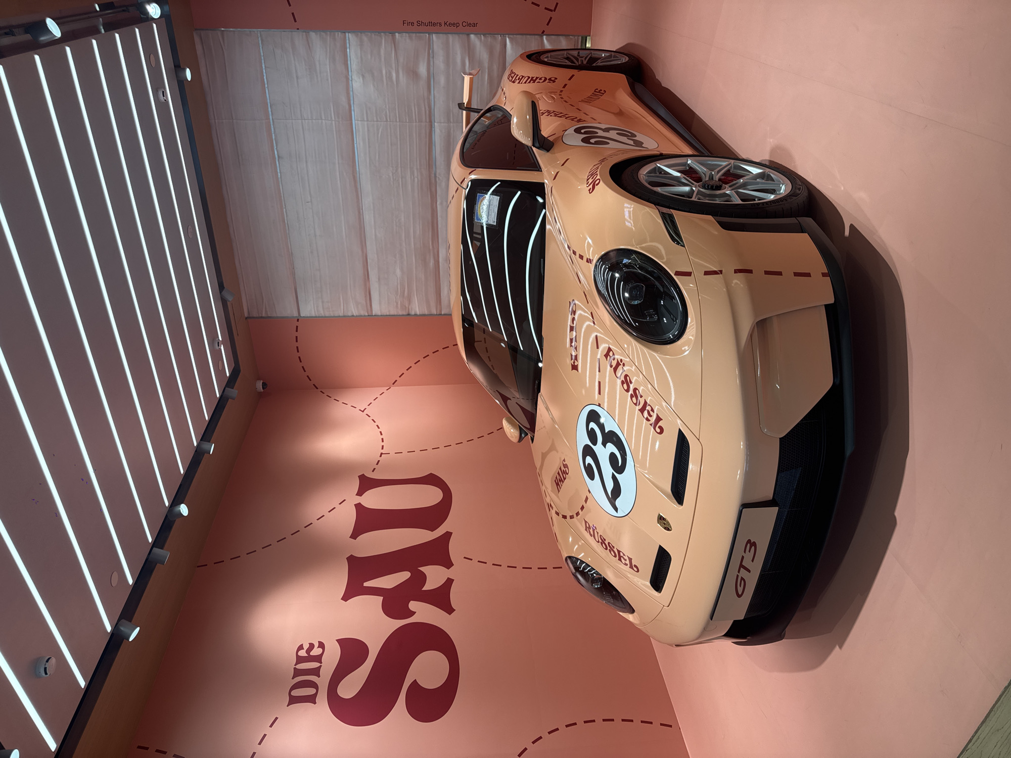 Porsche GT3 art installation displayed in Singapore