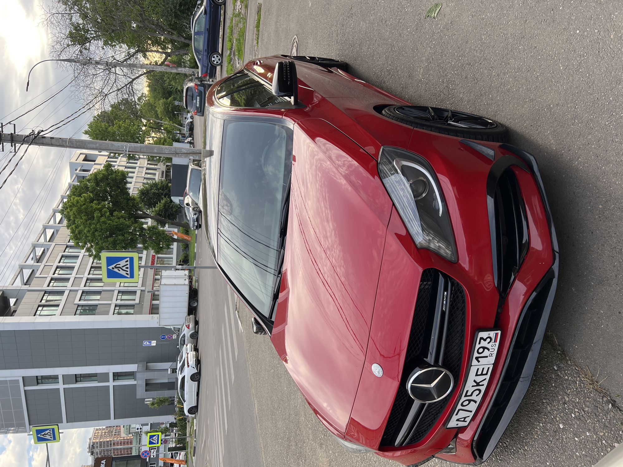 Red Mercedes-AMG spotted parked in Krasnodar street scene