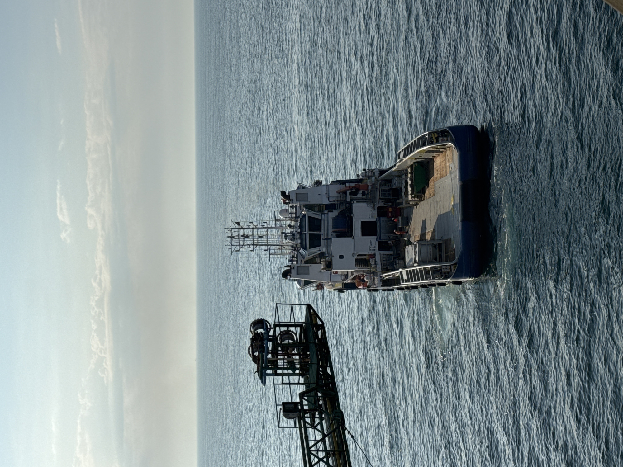 Offshore platform and supply vessel, Mediterranean Sea