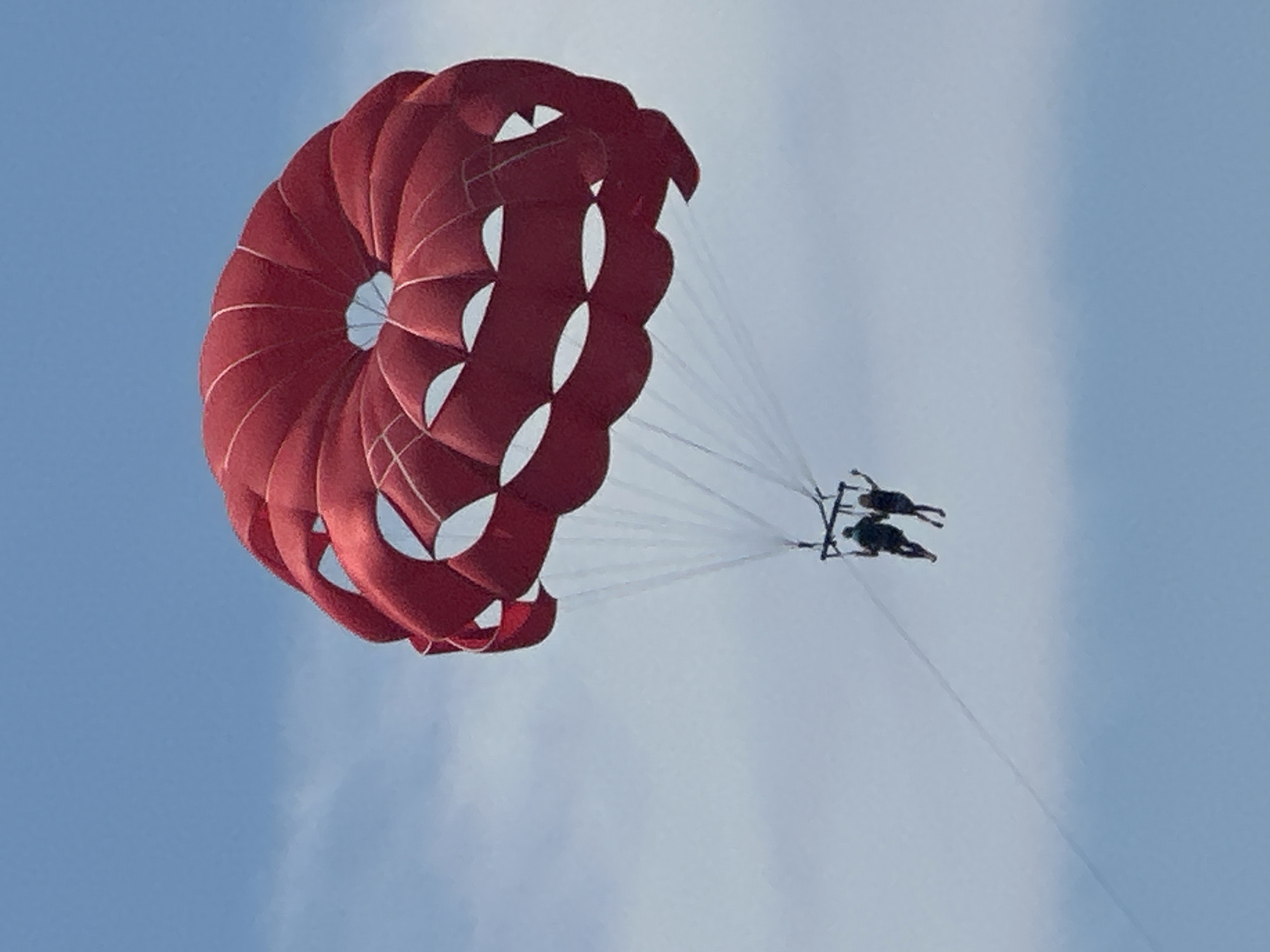 Parasailing activity documented over Budva coastline during morning hours
