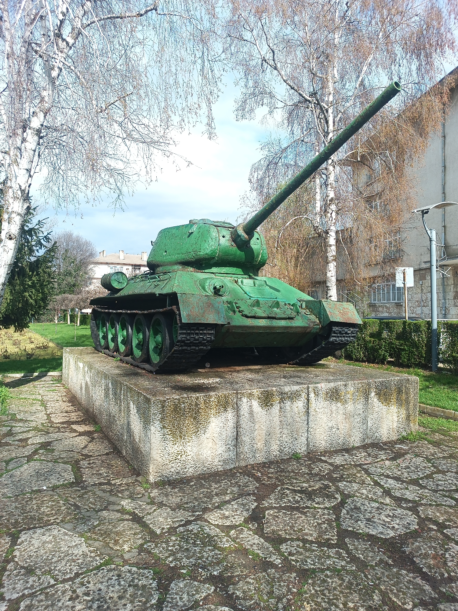 T-34 tank monument observed in Silistra, Bulgaria public space