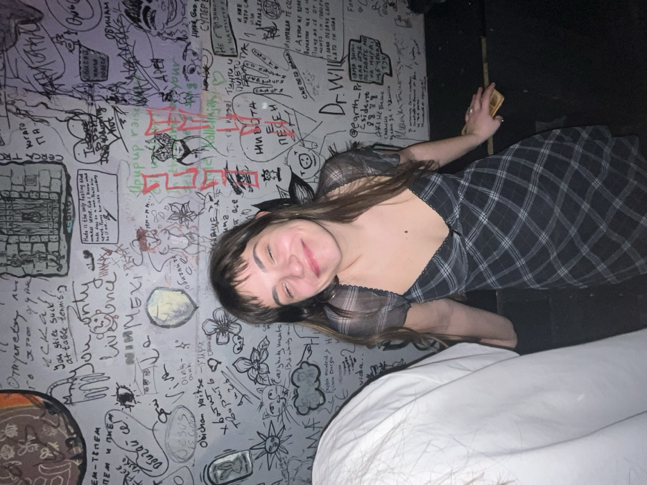 Late-night photo session at graffiti wall in Sofia