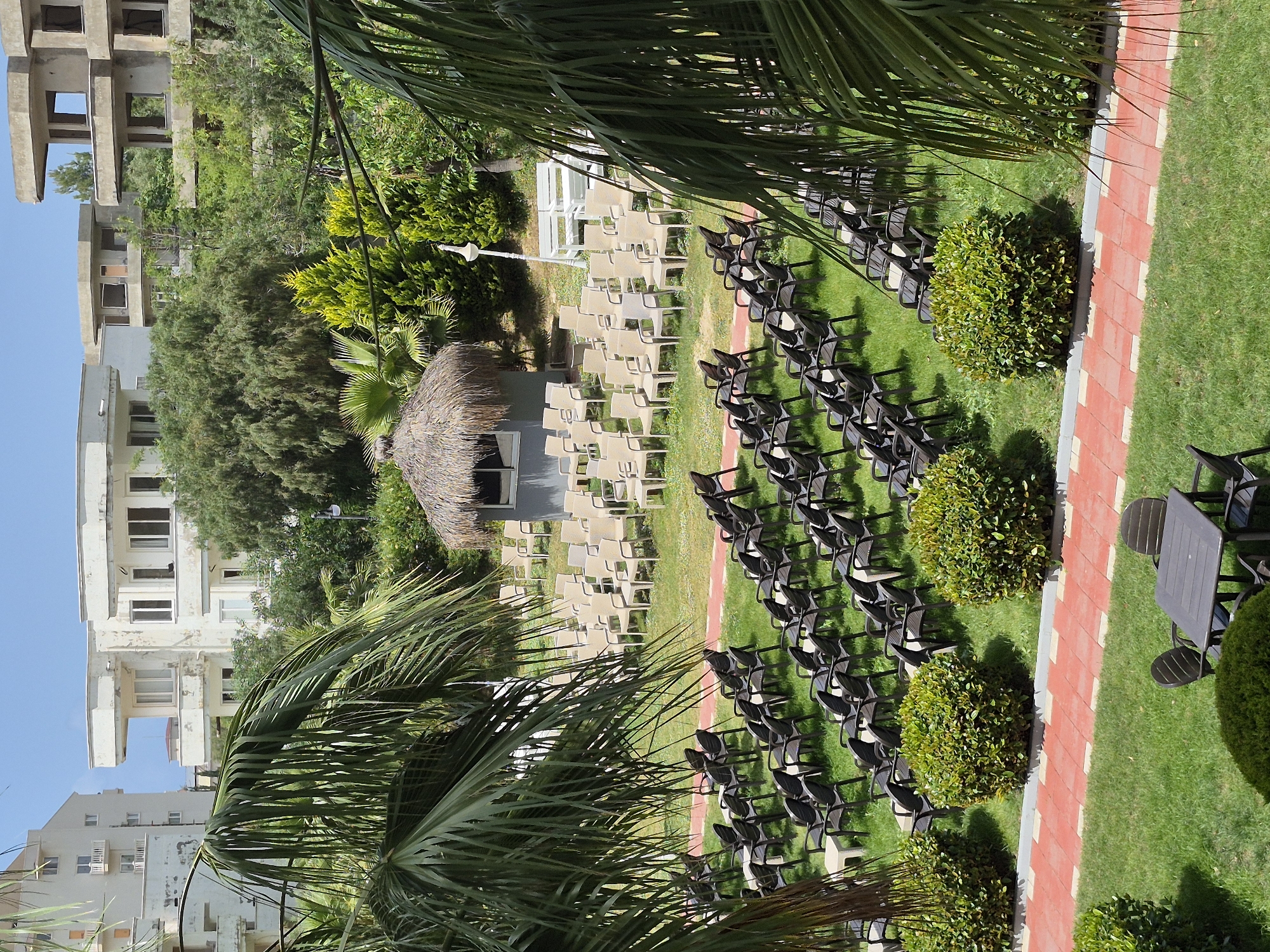 Morning scenes documented across Alanya: wedding setup, gym, garden, hotel