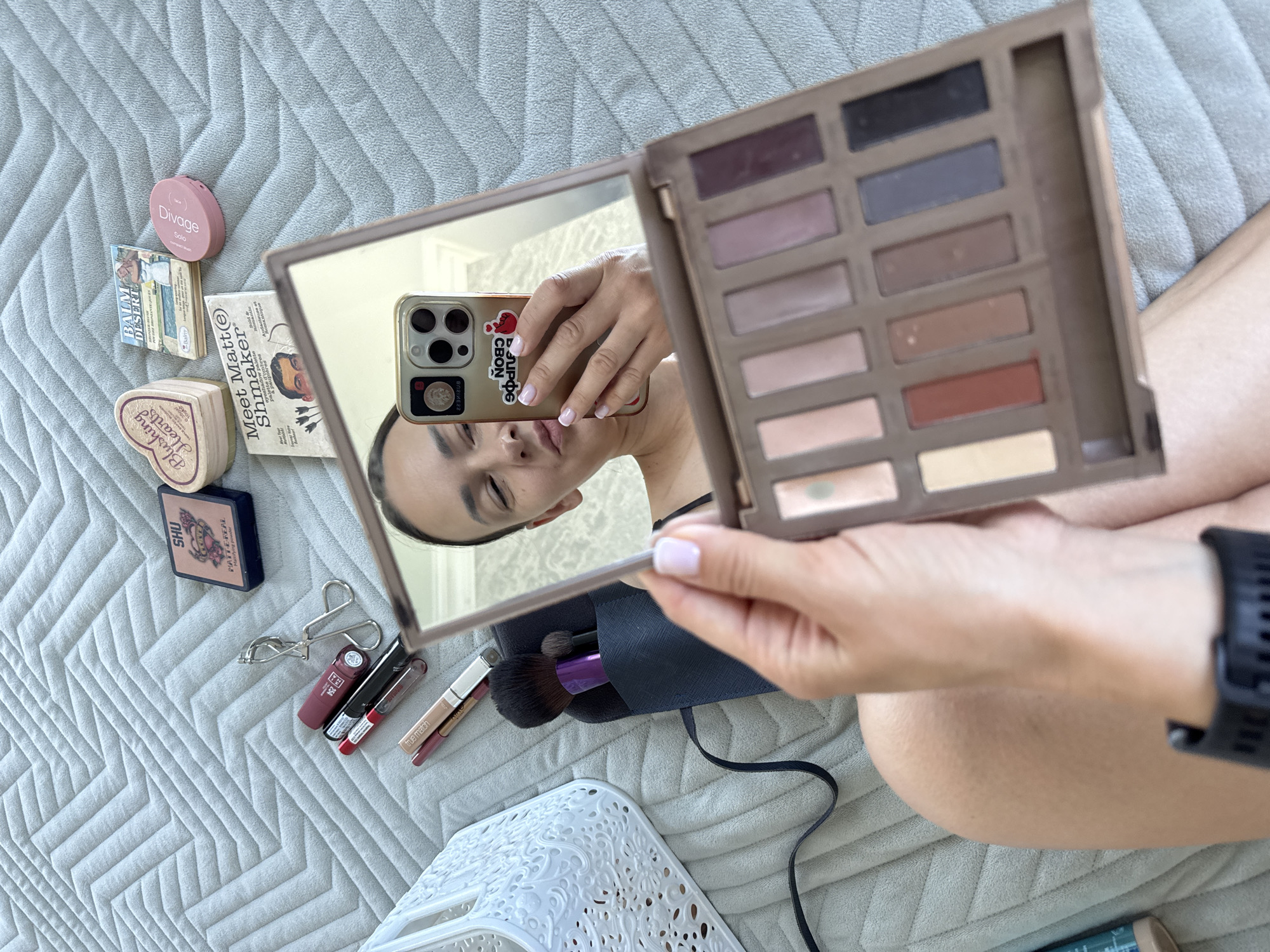 Morning makeup session with Sochi city views from the balcony