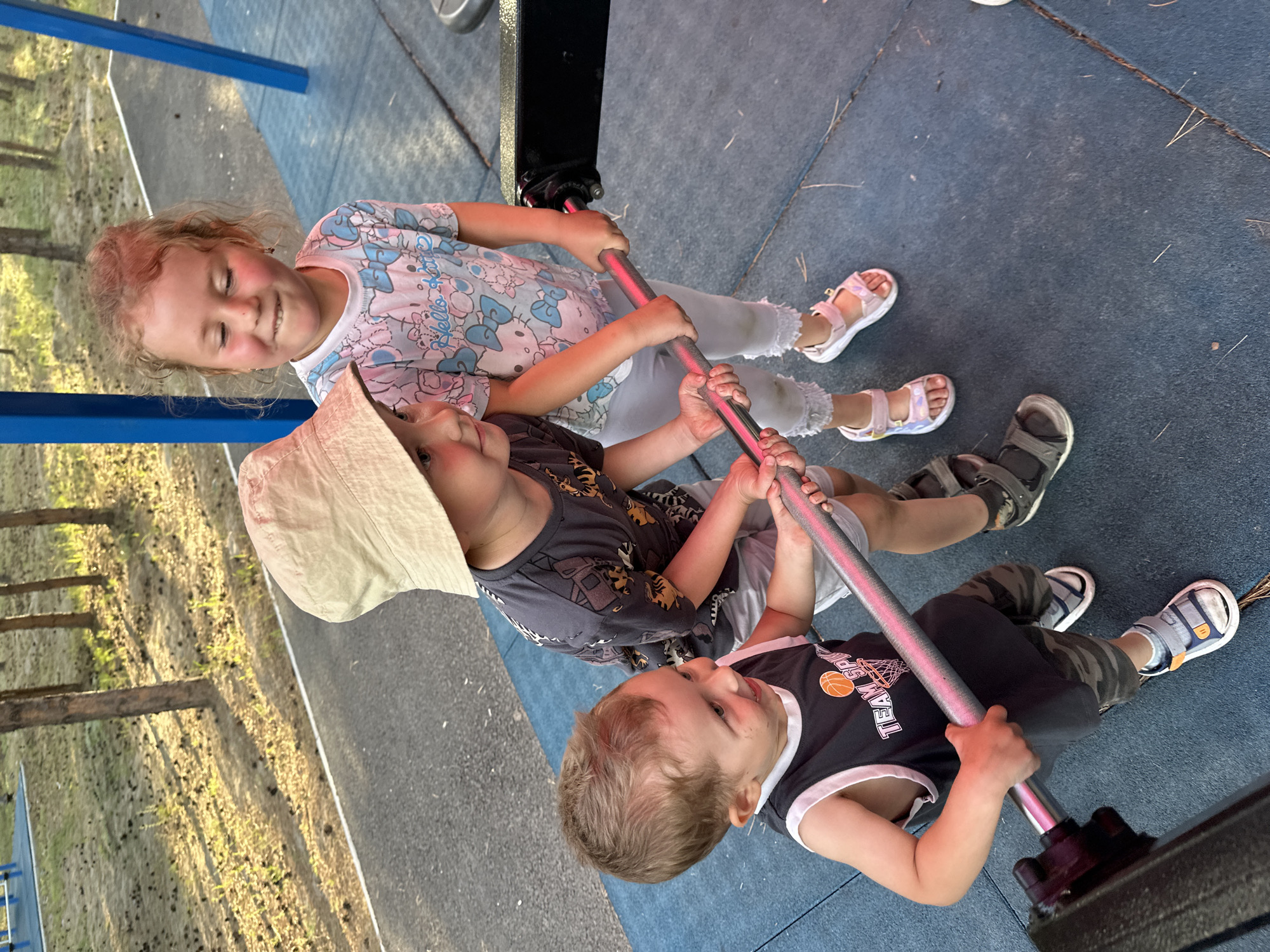 Kids and locals use Bely Yar's outdoor recreation area on a summer afternoon