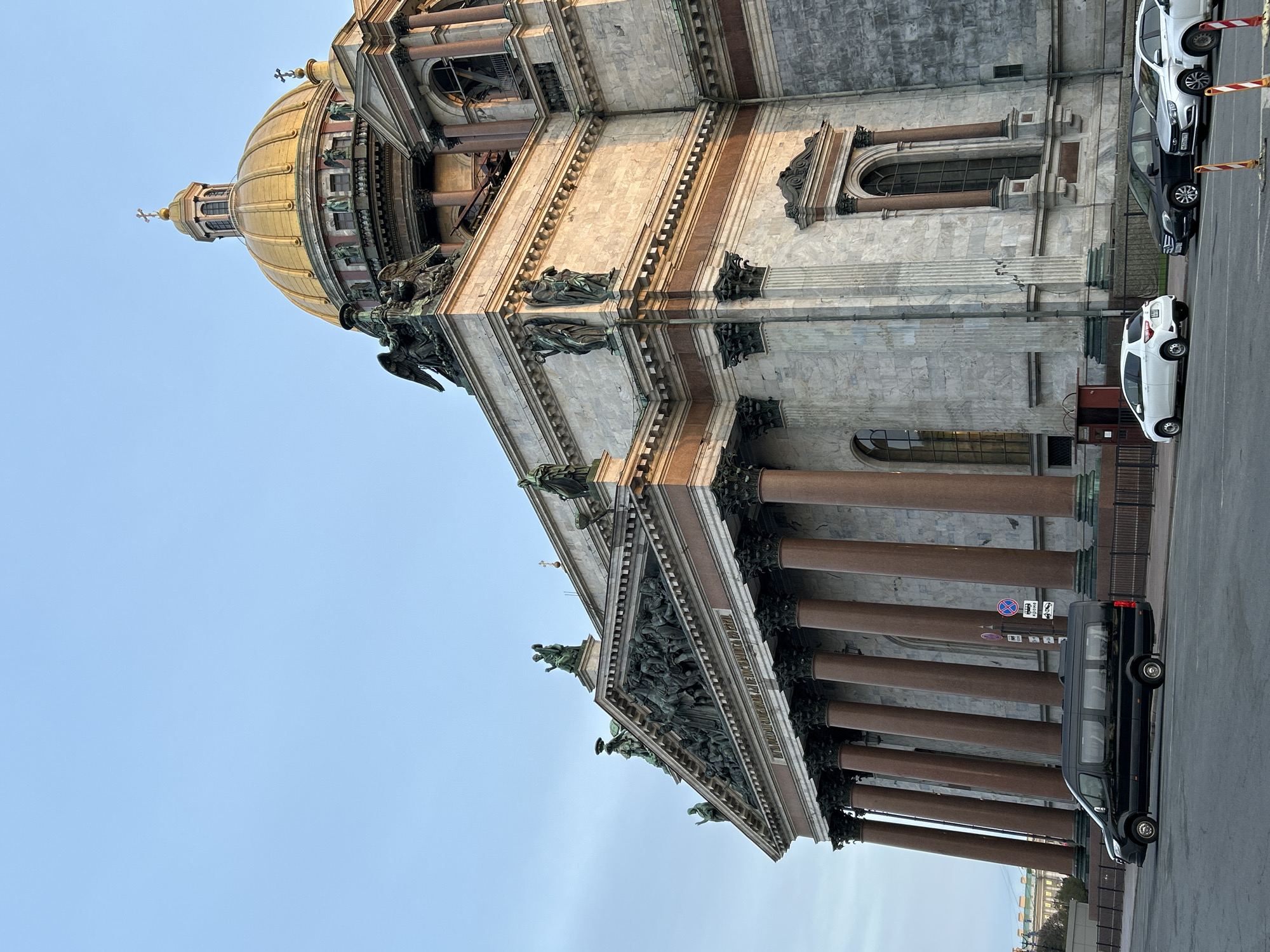 Tourist documentation of St. Isaac's Cathedral architecture in Saint Petersburg