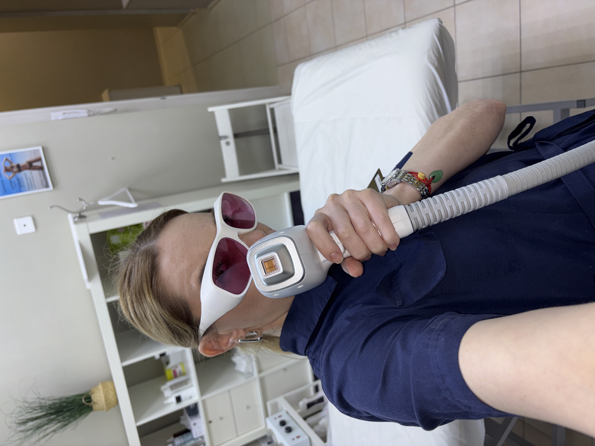 Woman receives laser treatment at Russian cosmetic clinic