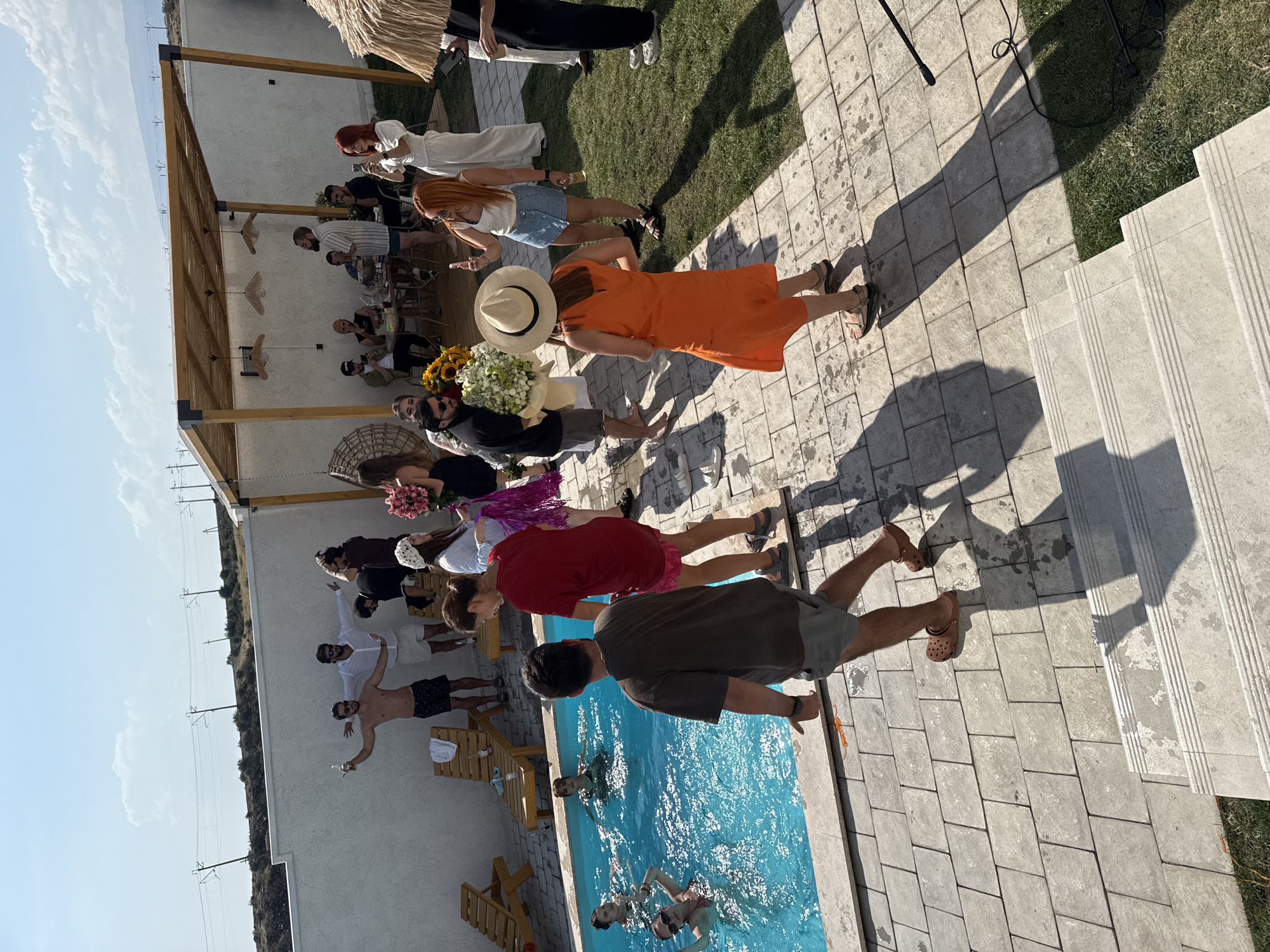 Poolside party with food and drums in Proshyan, Armenia