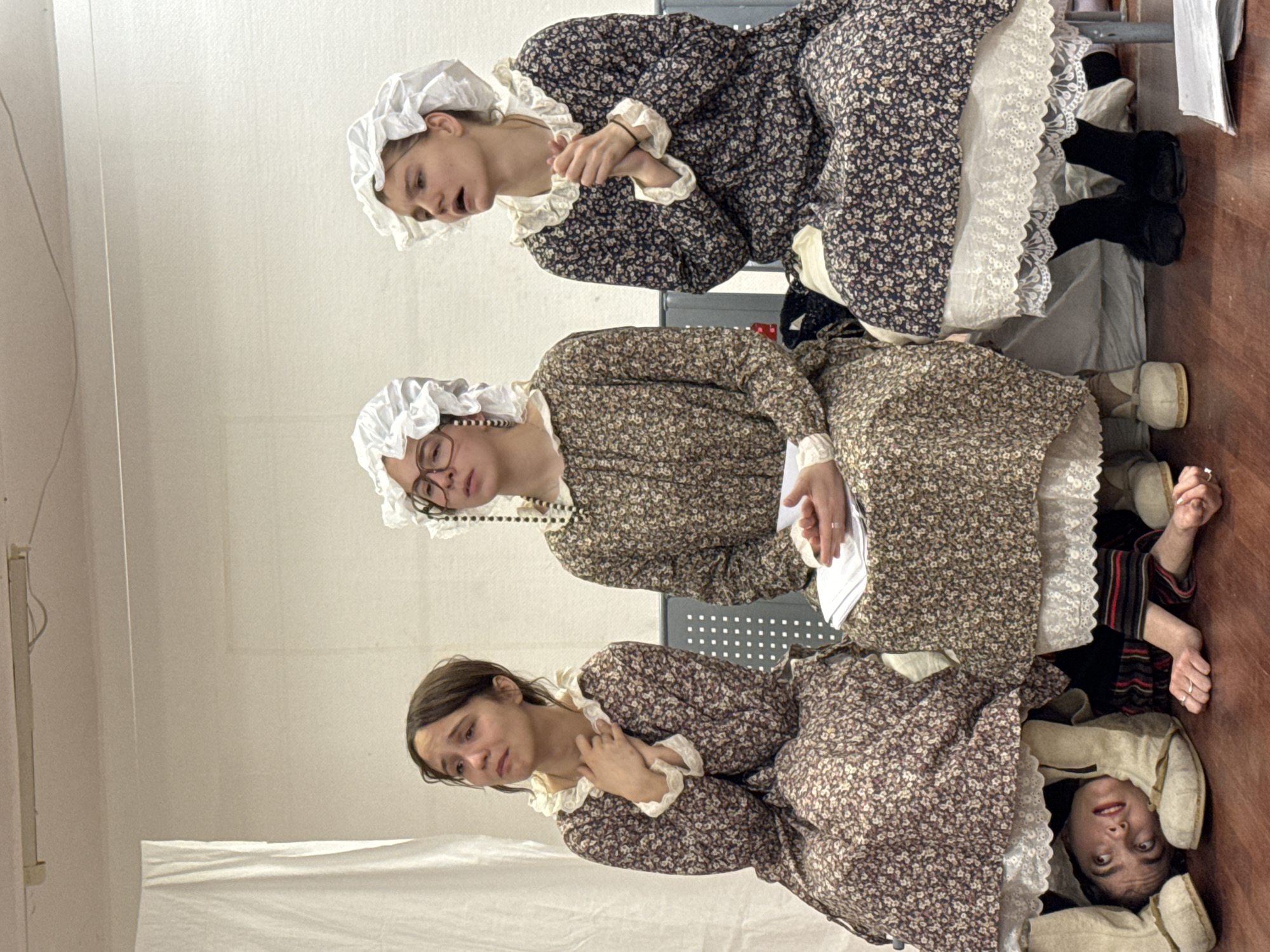 Theater rehearsal with costumed performers captured in Moscow
