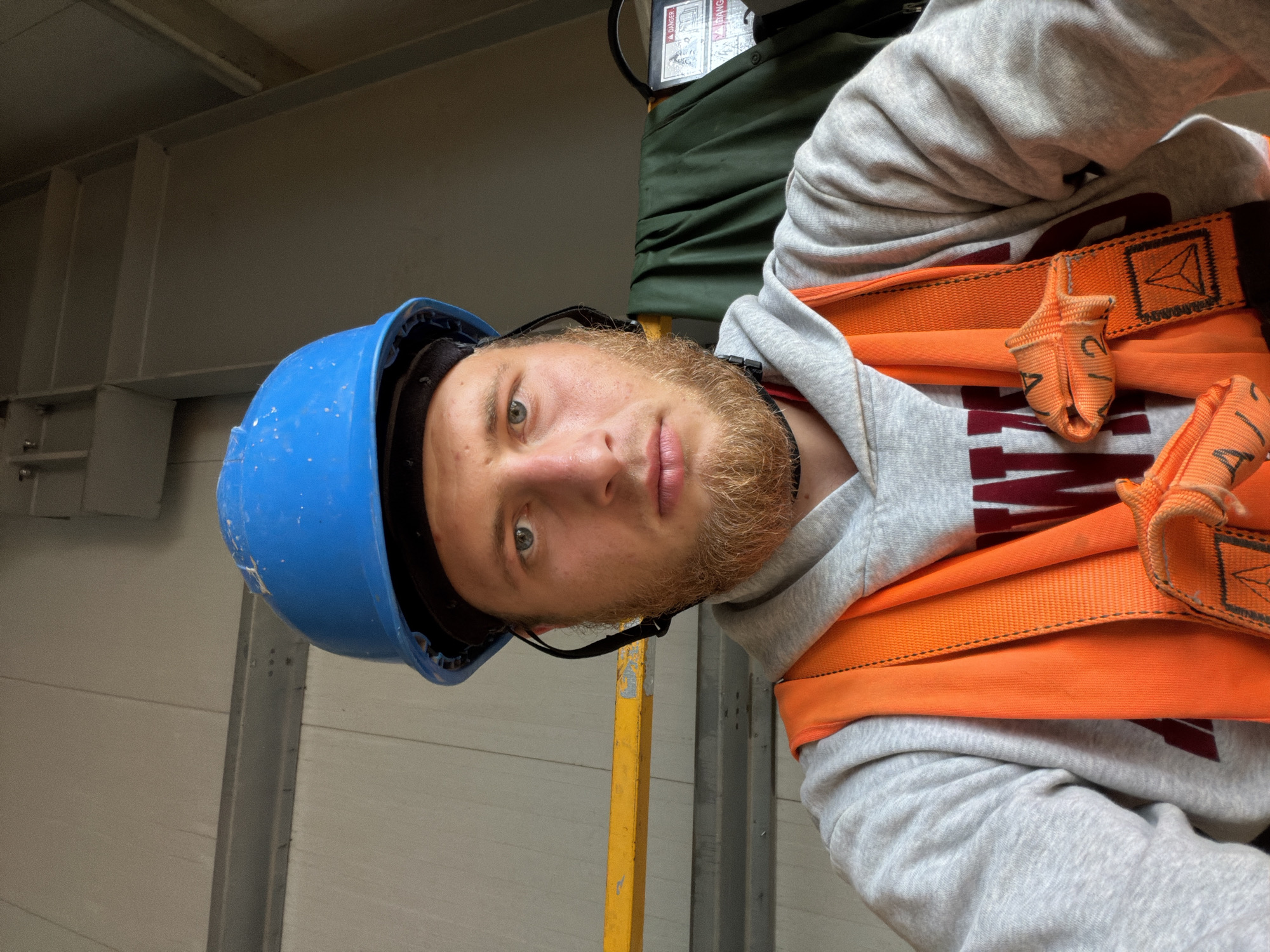 Worksite selfie in safety gear, Jodłownik, Poland.