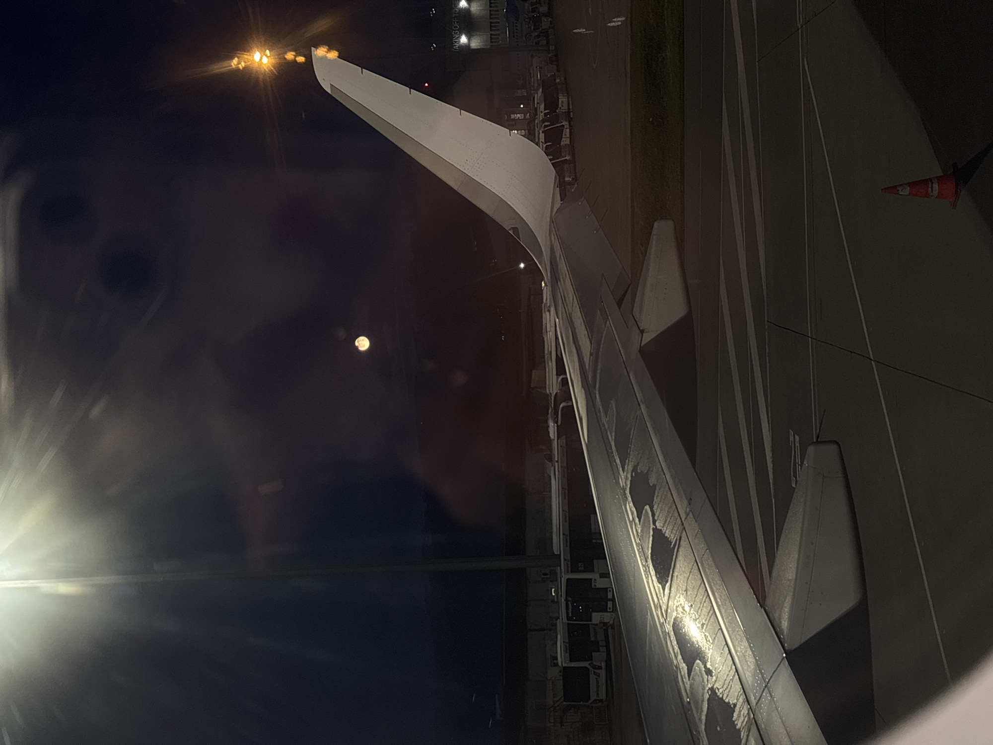Aircraft spotted on airport tarmac during late night hours