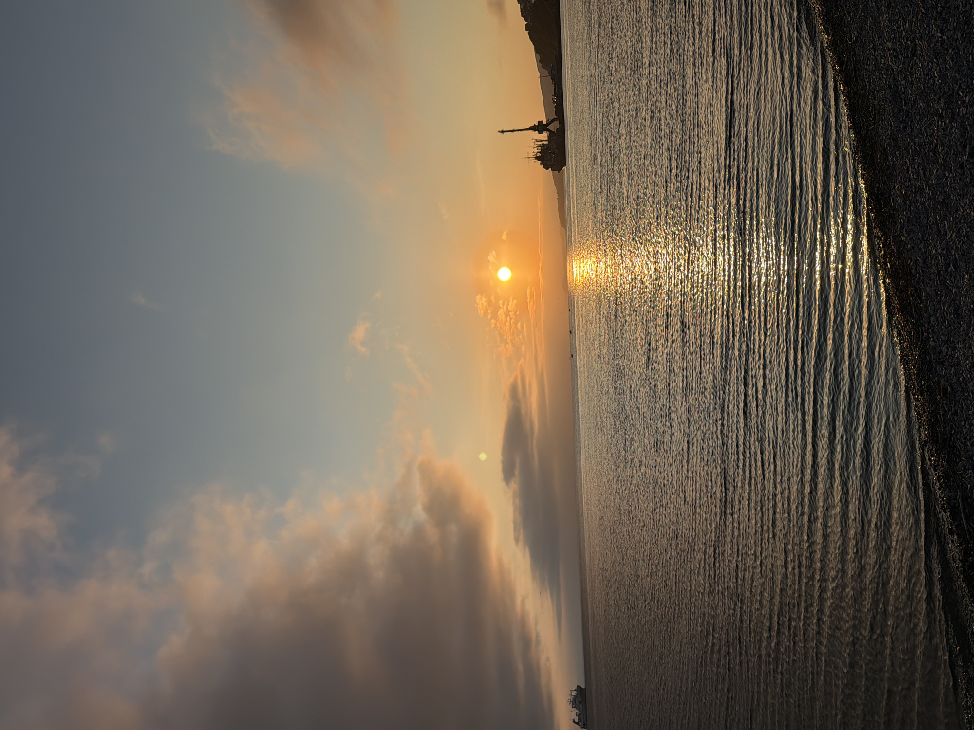 Sunset light and fishing boats on Avacha Bay, Kamchatka