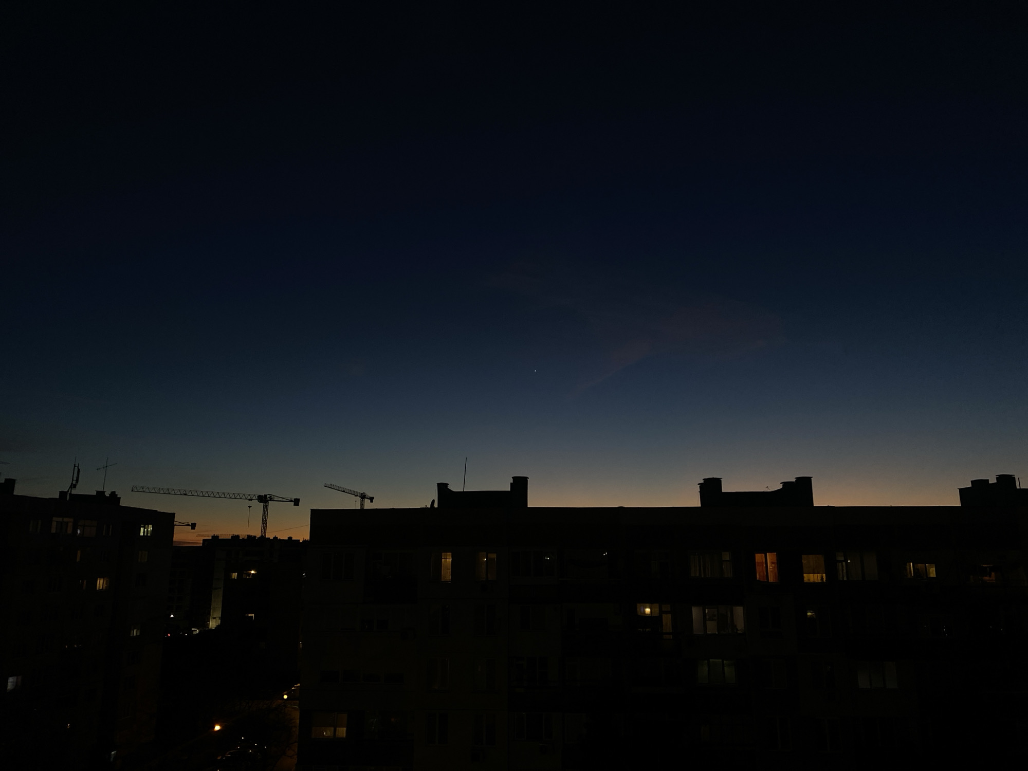 Twilight cityscape photographed in Sofia, Bulgaria