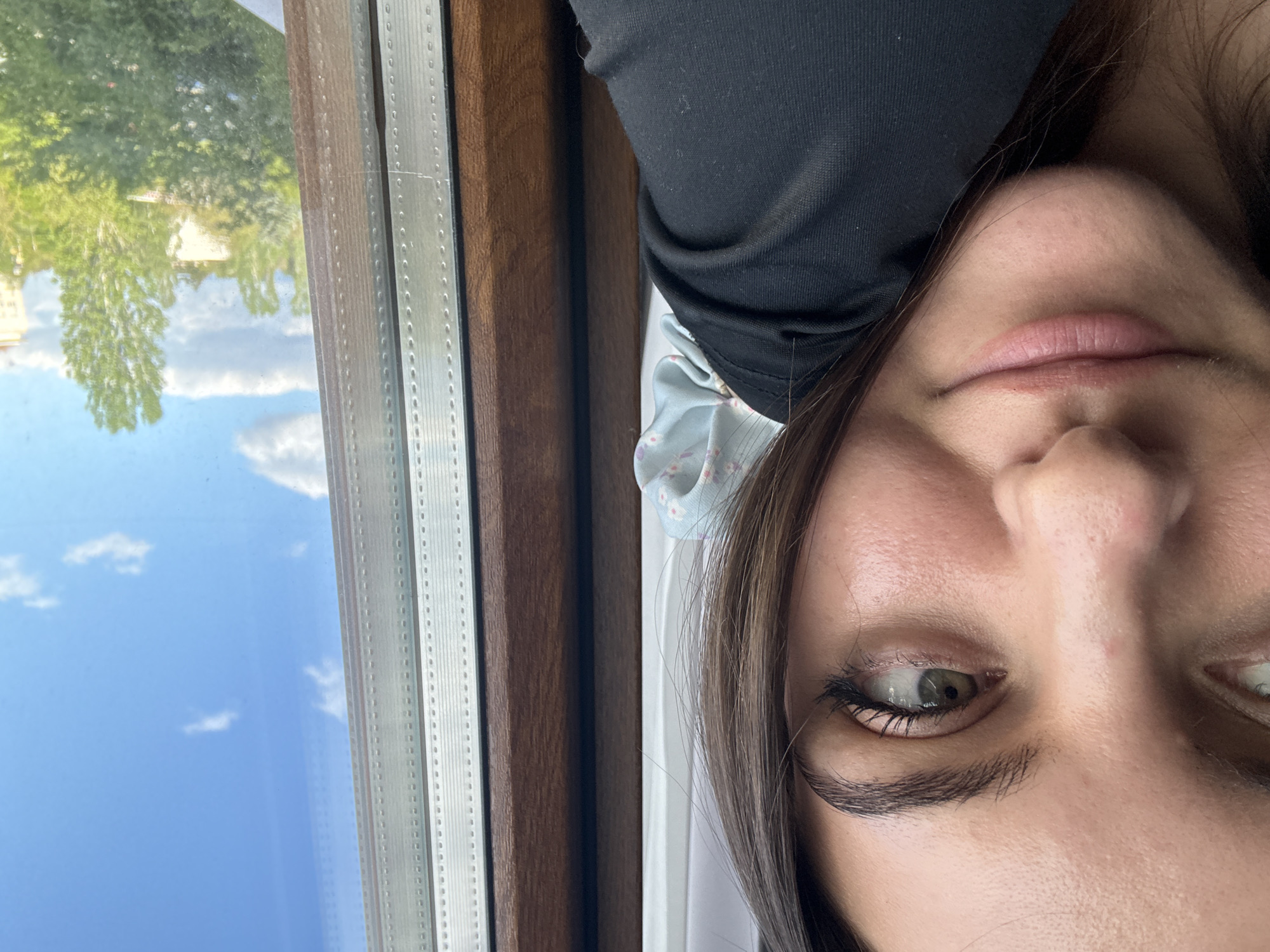 Woman spends quiet afternoon reading and taking selfies in Sofia