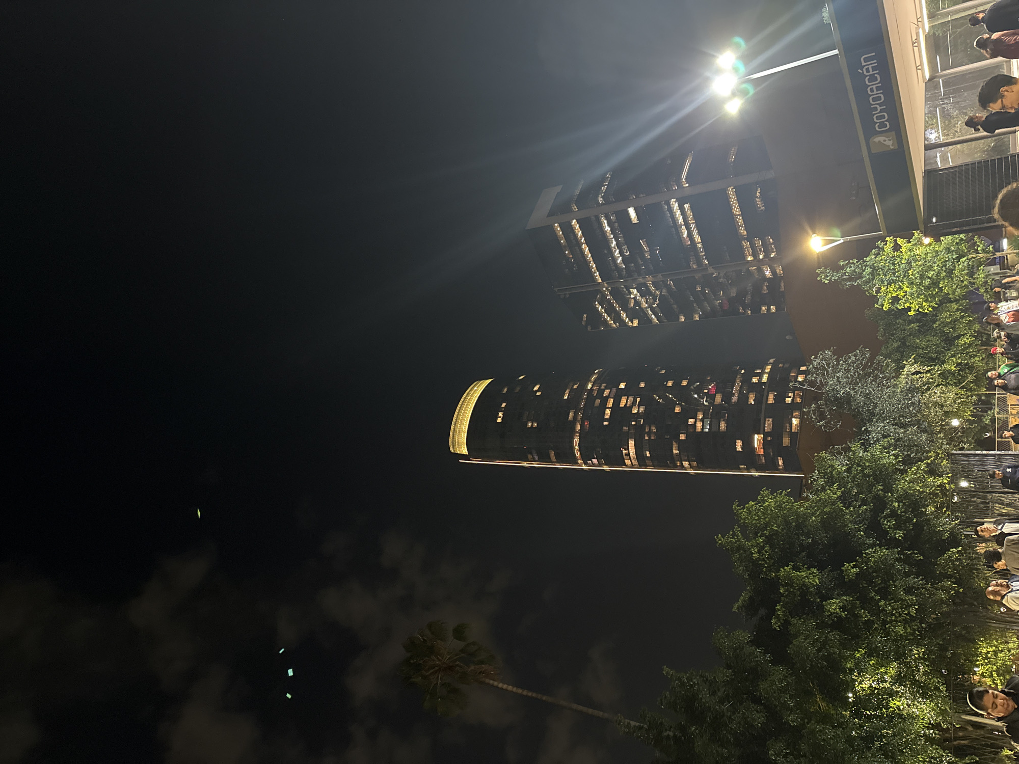 Nighttime Mexico City: landmarks, murals, and lit streets