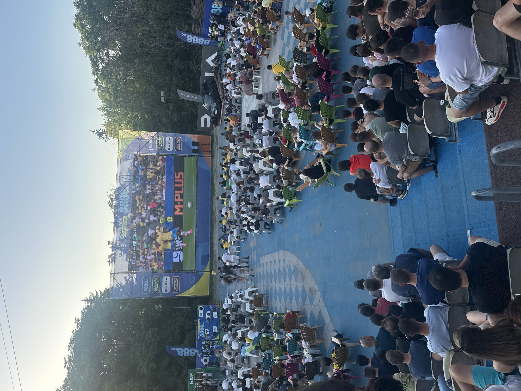 Open-air soccer screening lights up a Sofia public venue