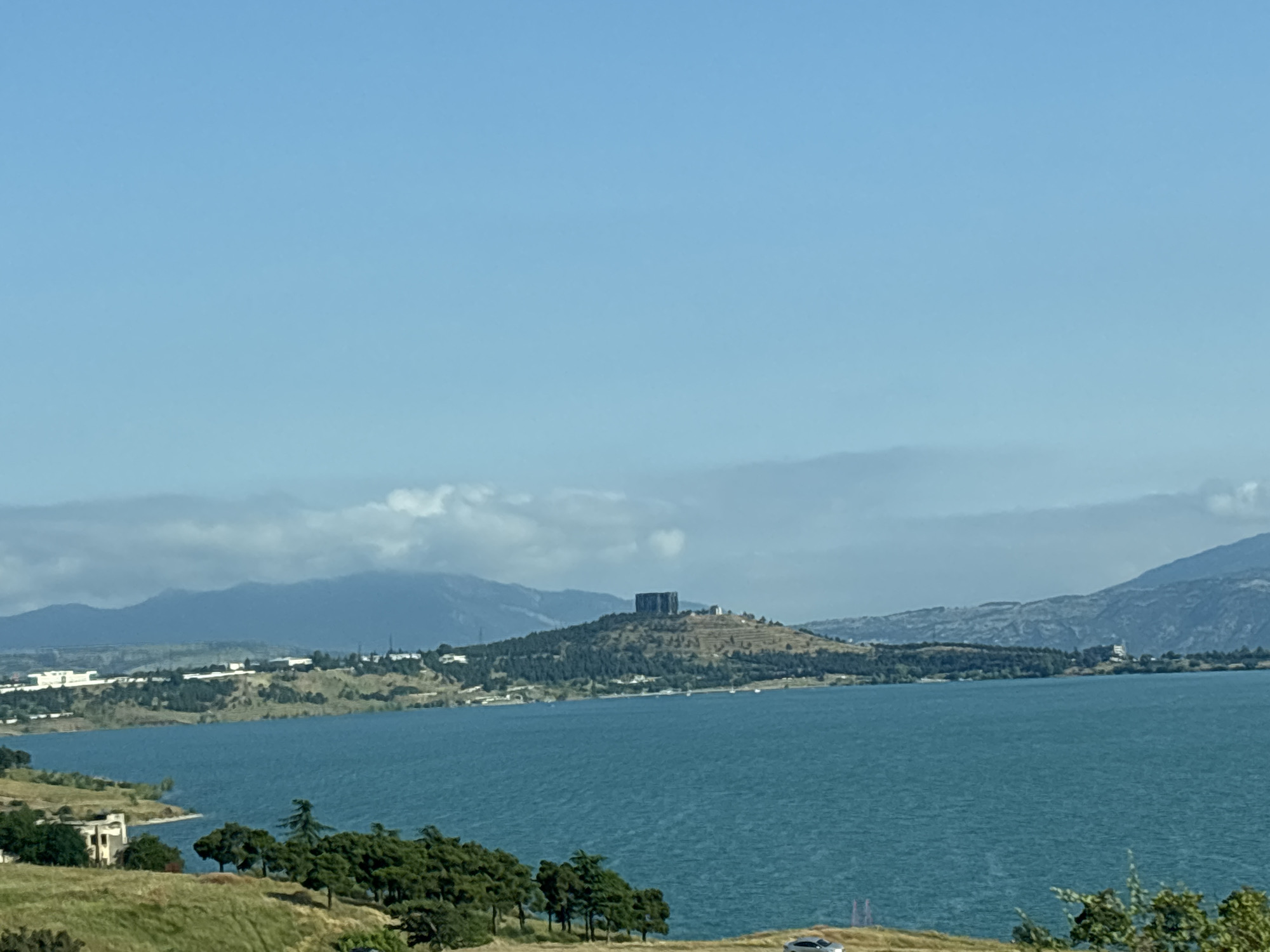 Road trip around Tbilisi Sea on a clear July morning
