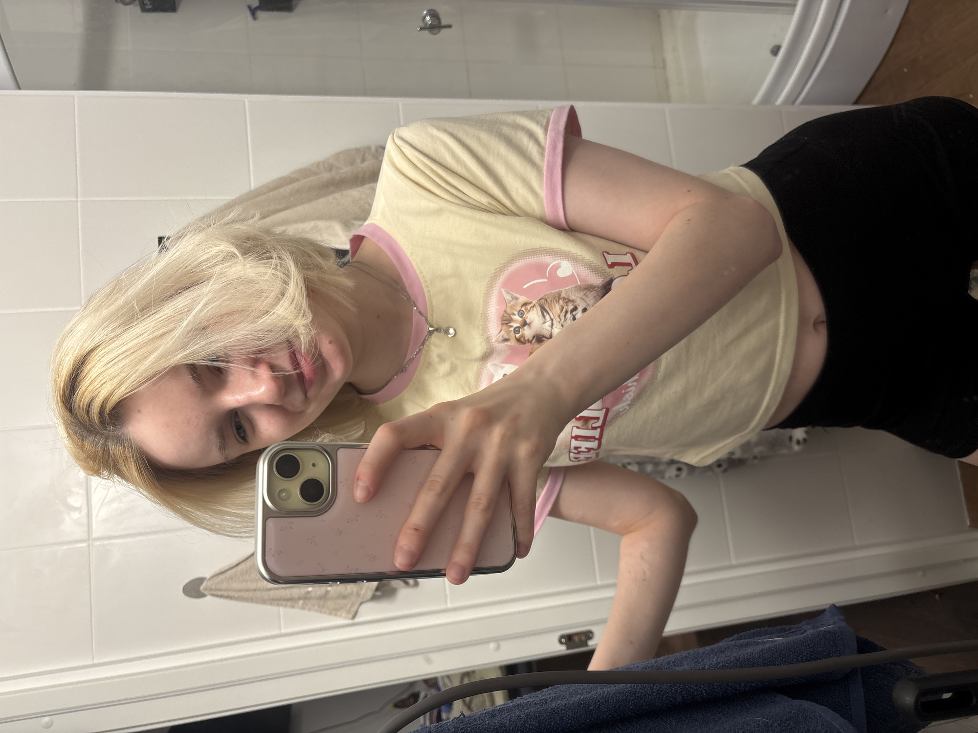 Woman takes bathroom selfies in Vsevolozhsk, Russia