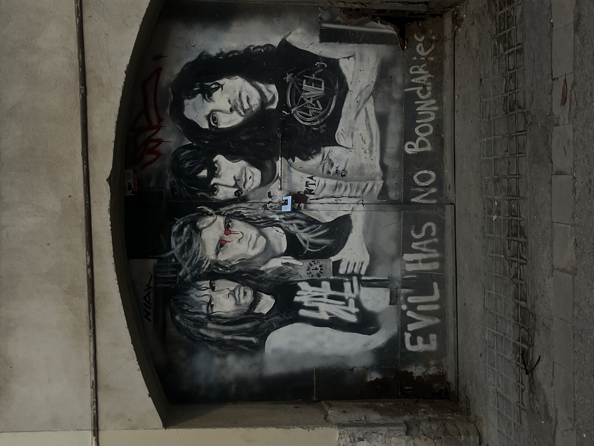 Music-themed street art murals documented across Barcelona facades