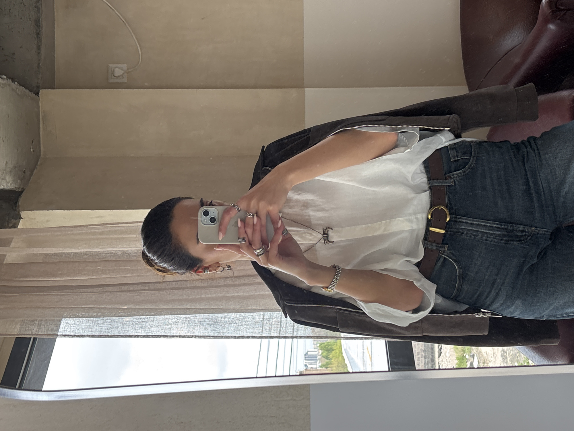 Morning mirror selfie session captured in Yerevan apartment