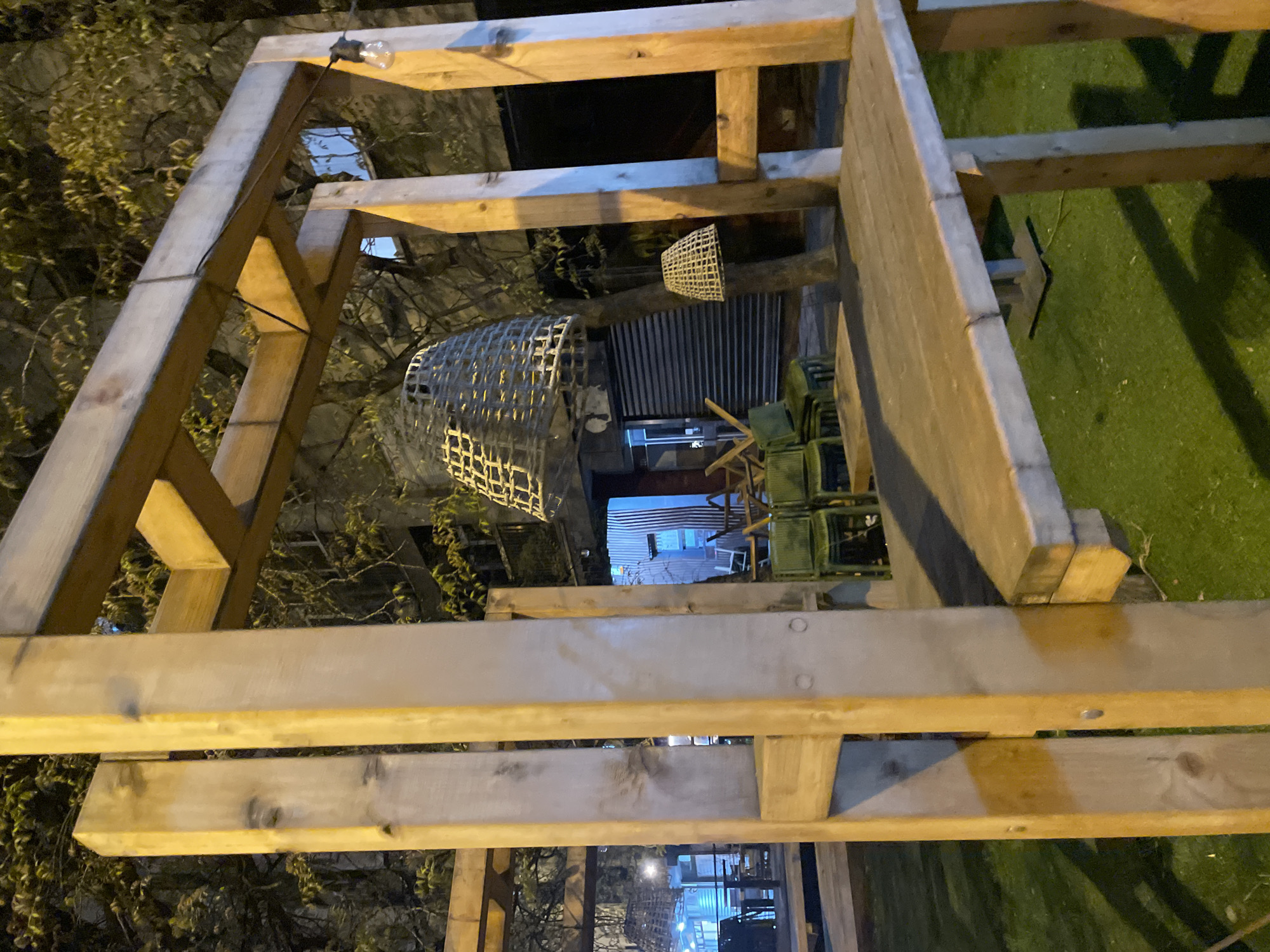 Wooden pergola structure spotted in Novi Sad outdoor setting
