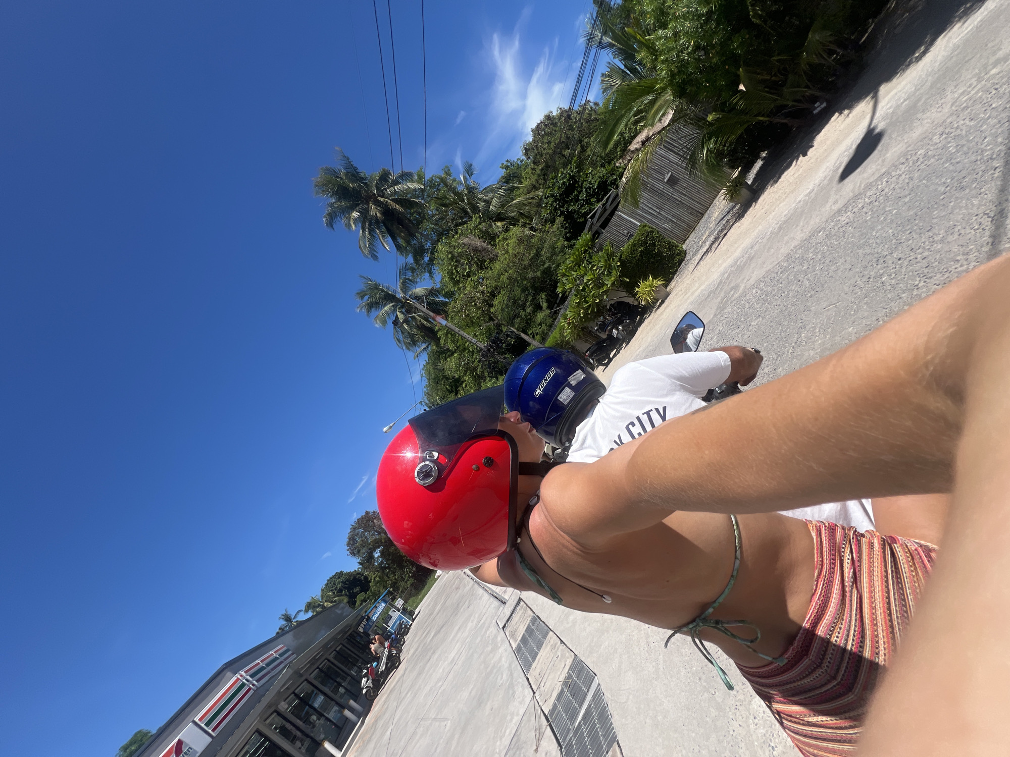 Scooter ride through Koh Phangan roads, two angles