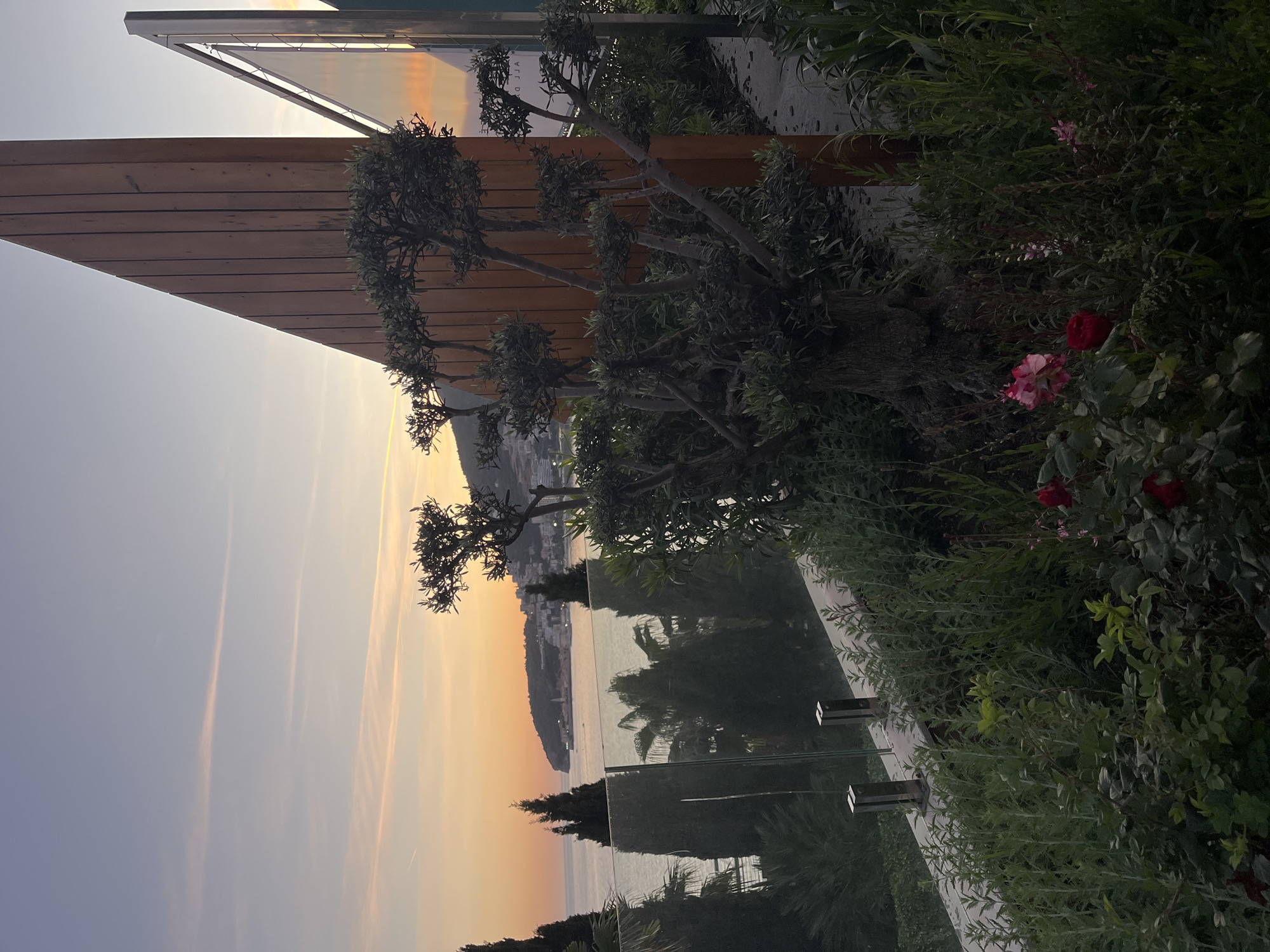 Sunset coastal view captured from elevated Budva, Montenegro