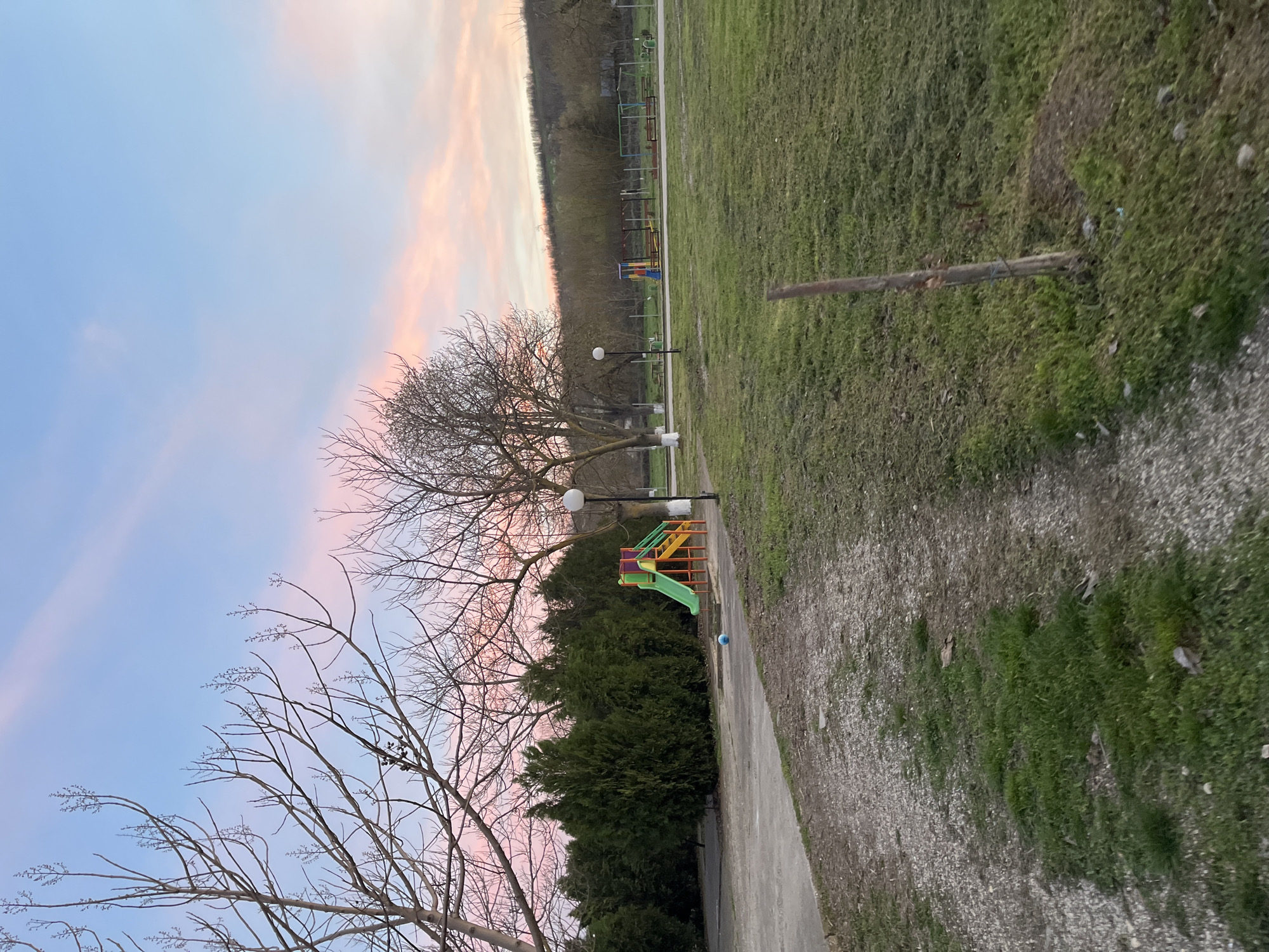 Colorful playground slide observed in Pozharevo park