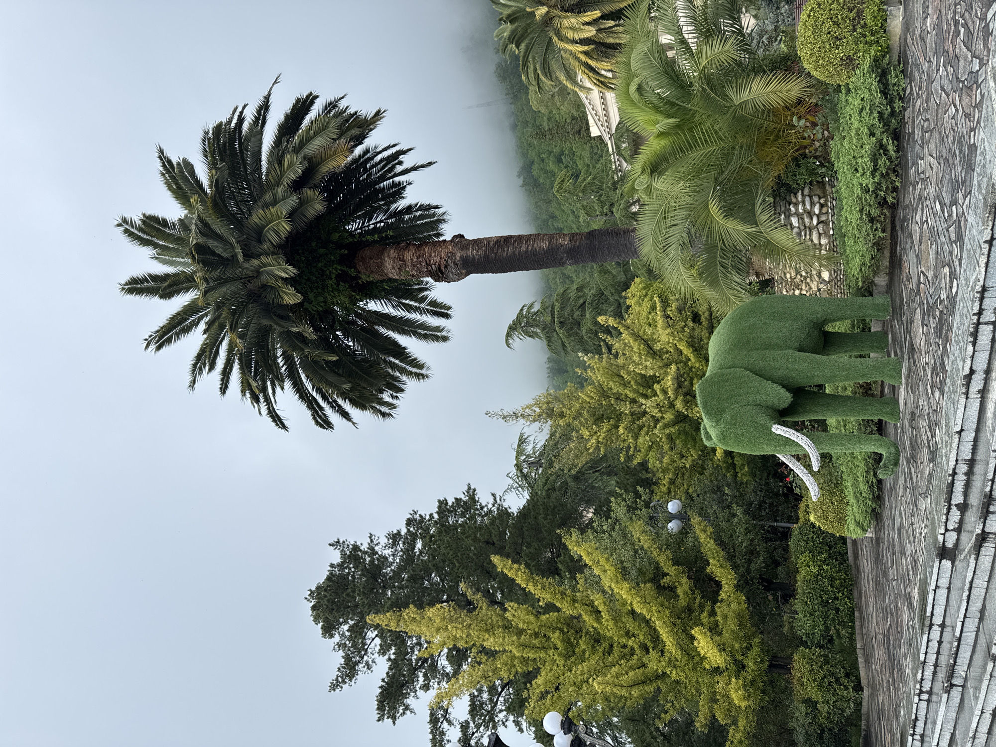 Woman documents leisurely afternoon exploring parks and landmarks in Gagra
