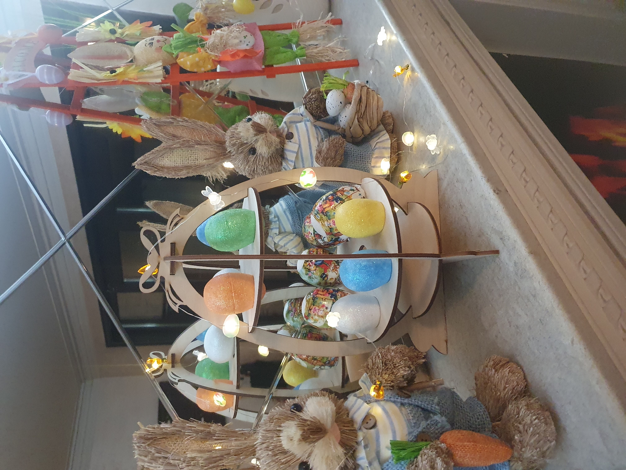 Easter decoration display captured in Plovdiv, Bulgaria overnight